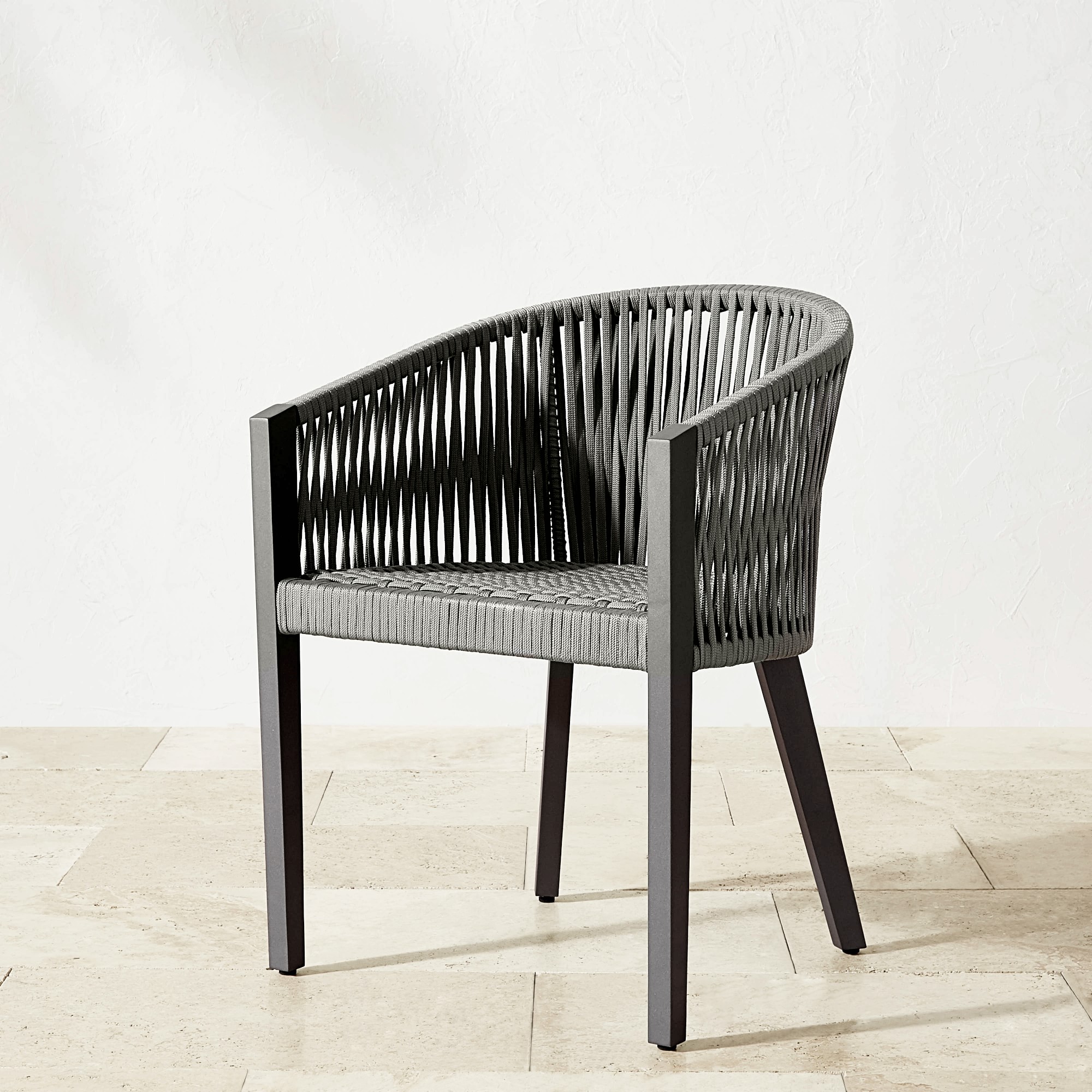 Pasadena Outdoor Fiberstone and Rope Round Dining Table & Pasadena Dining Chairs (60