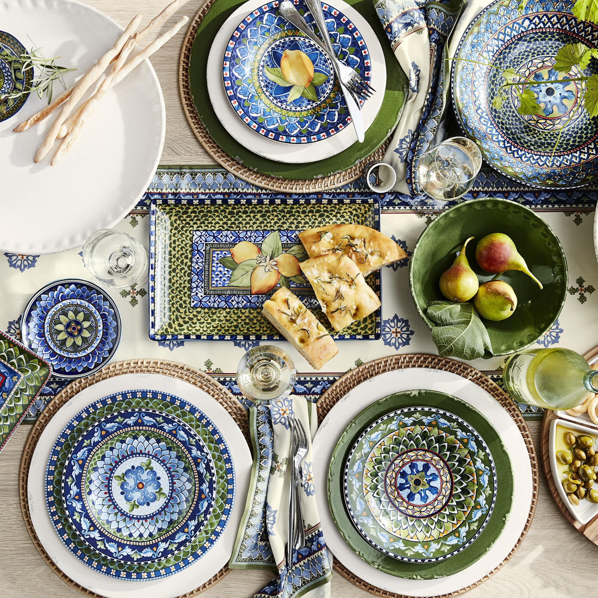 Sicily Ceramic Salad Plates, Set of 4, Mixed Green