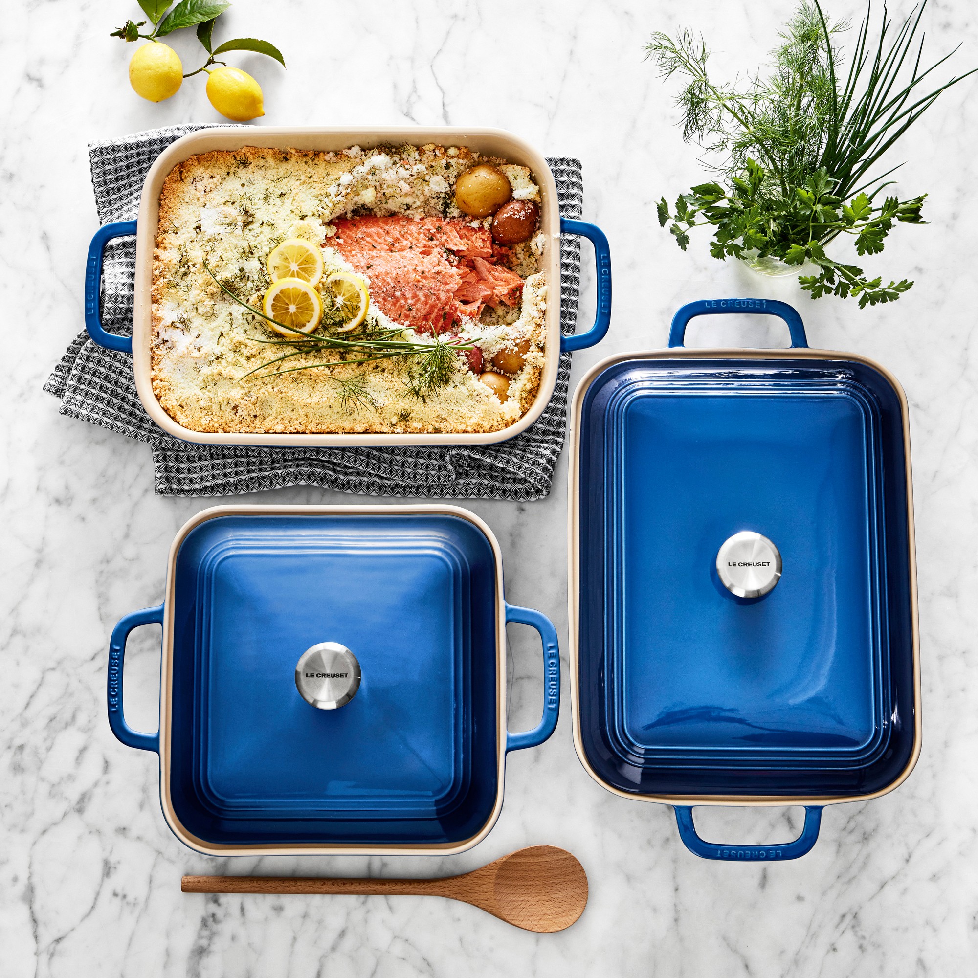 Le Creuset San Francisco Stoneware Rectangular Covered Baker, 4-Qt.