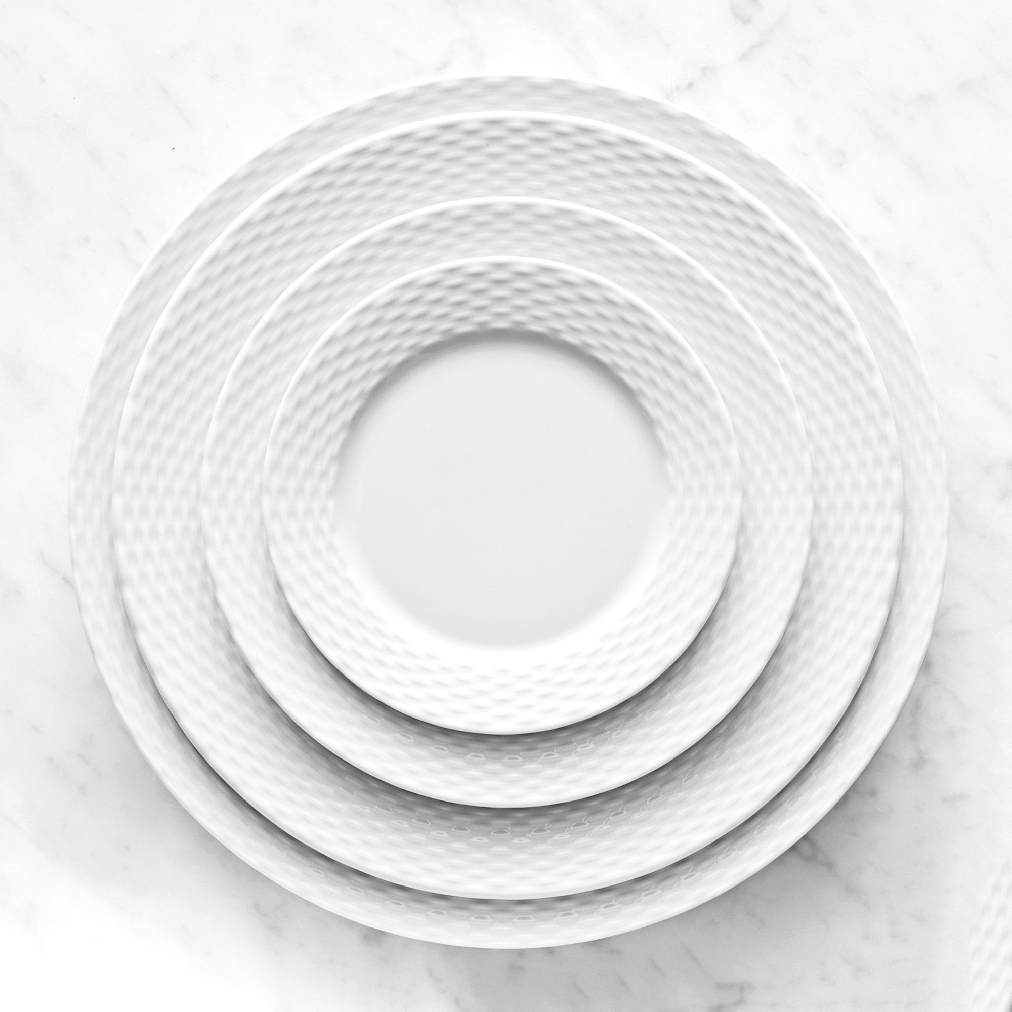 Pillivuyt Basketweave Porcelain Bread & Butter Plates, Set of 4