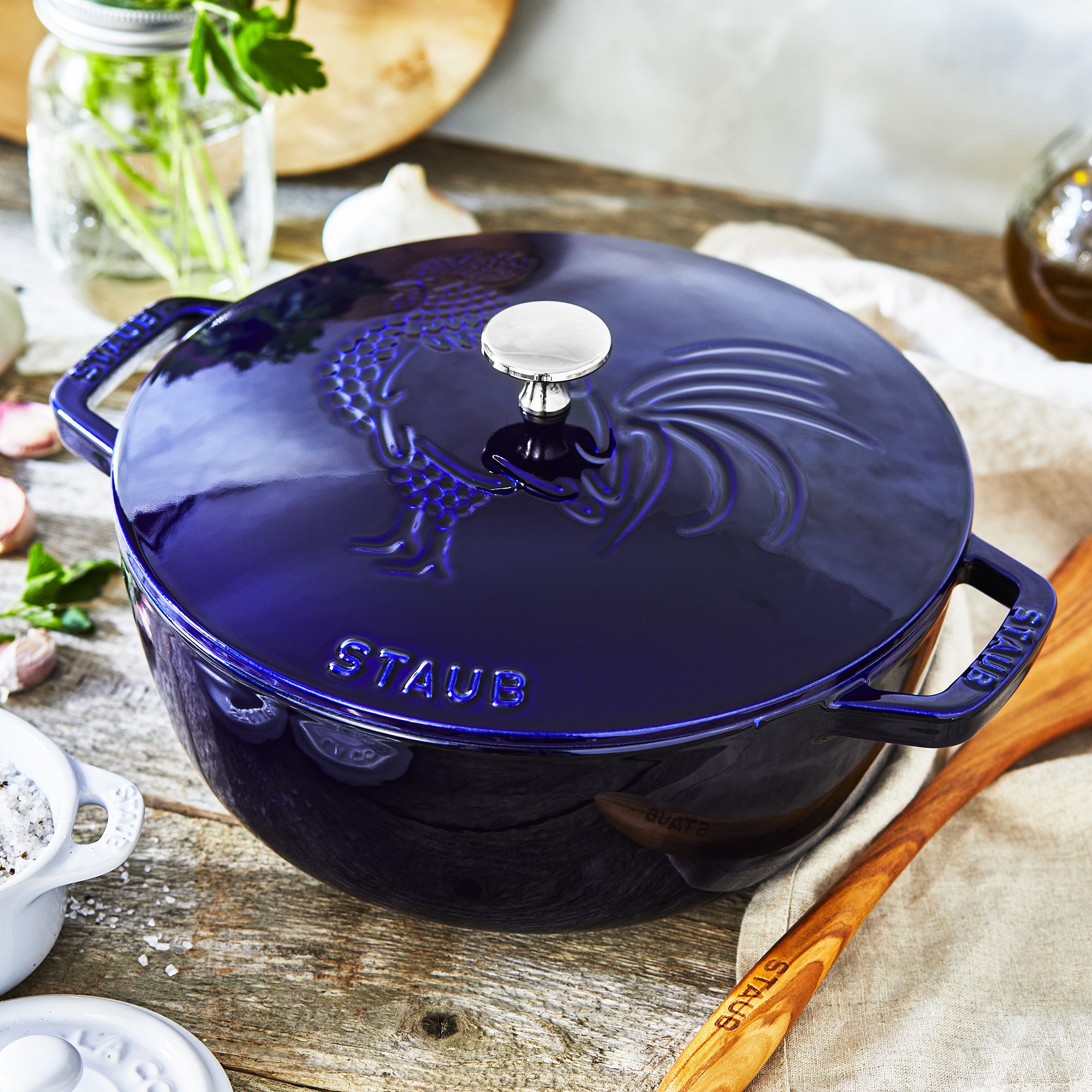 Staub Enameled Cast Iron Essential French Oven, Rooster Design