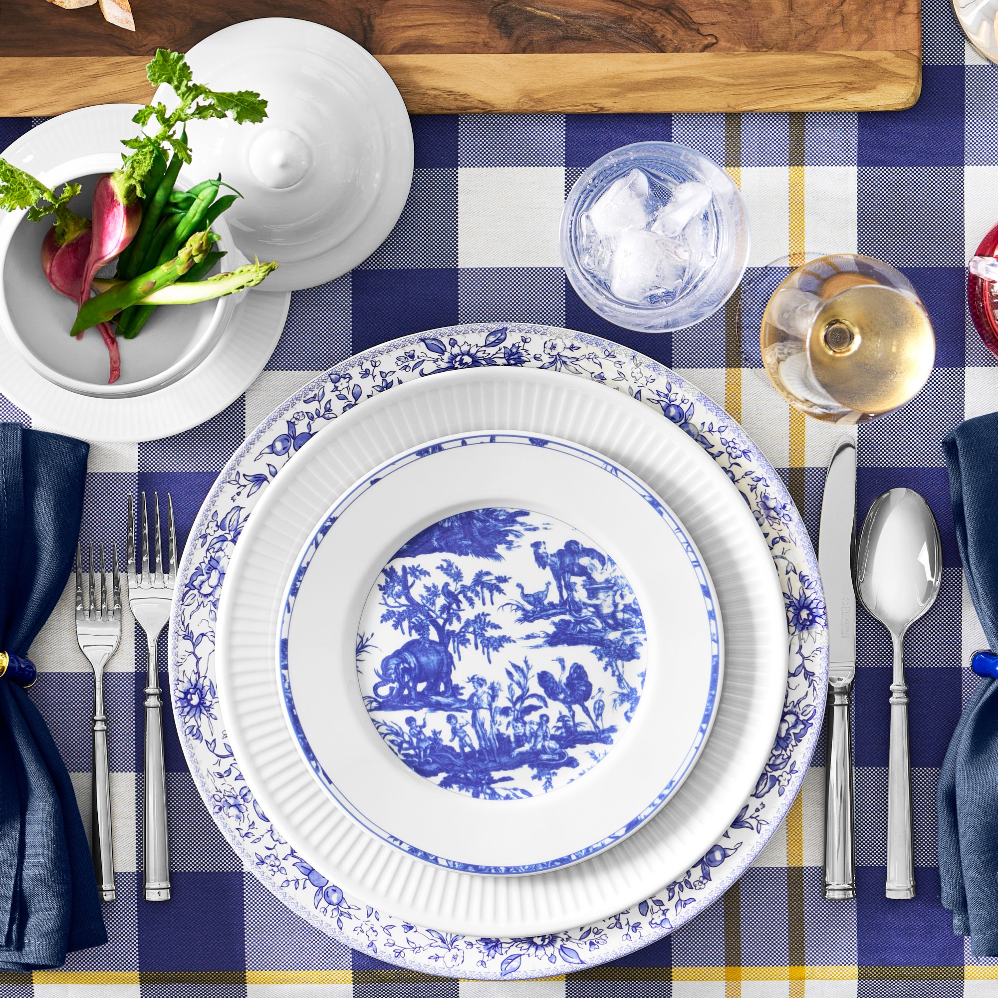 Pillivuyt French Toile Porcelain Salad Plates