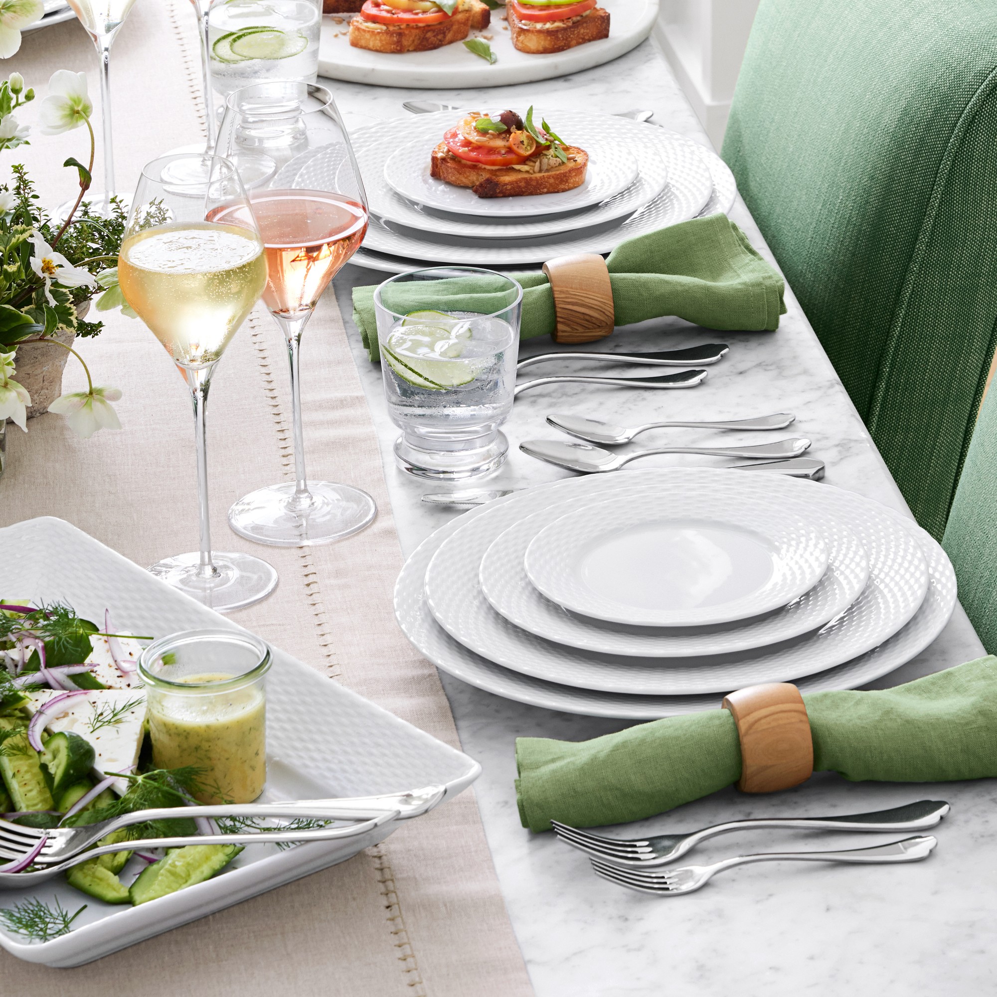 Pillivuyt Basketweave Porcelain Bread & Butter Plates, Set of 4