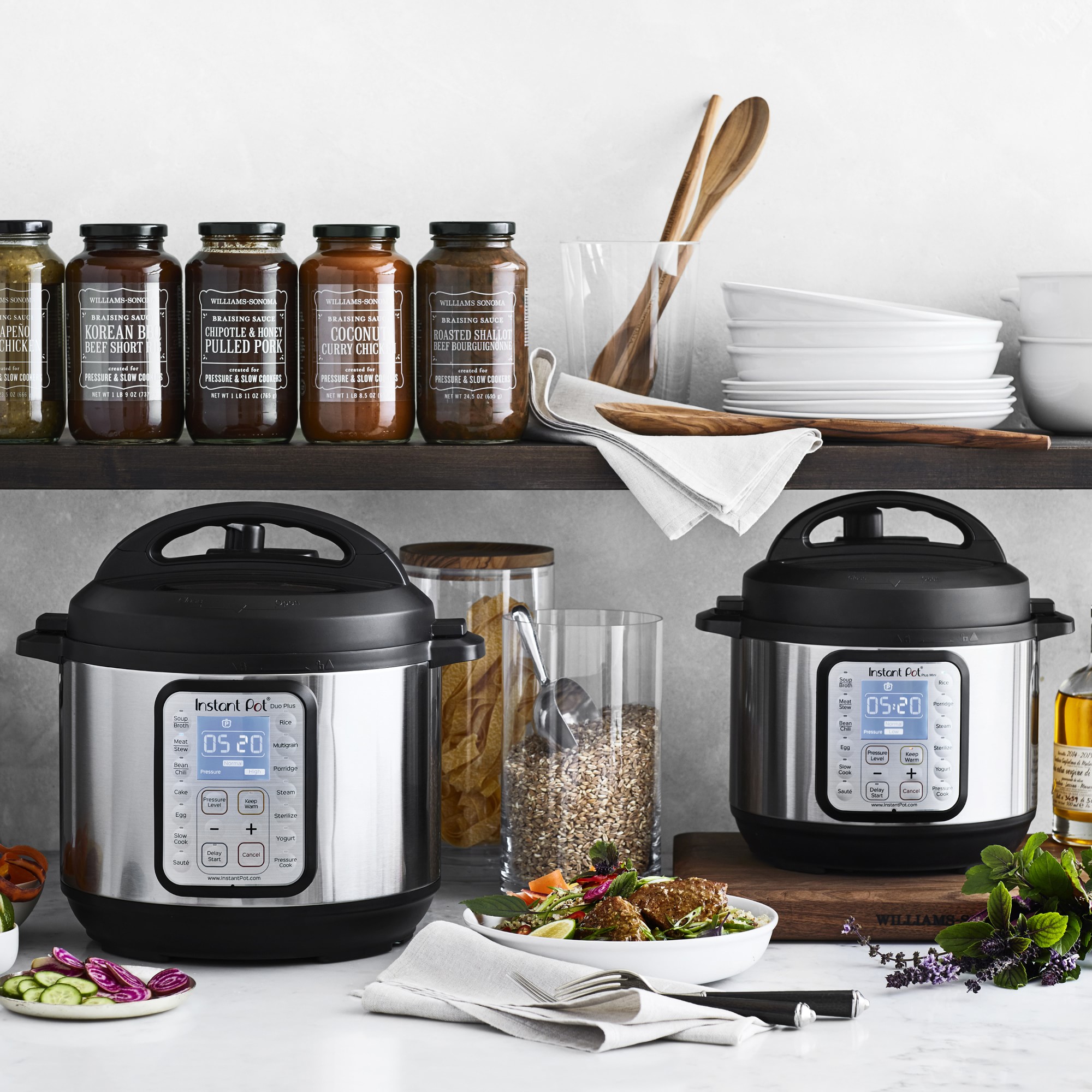 Williams Sonoma Olivewood & Glass Canister