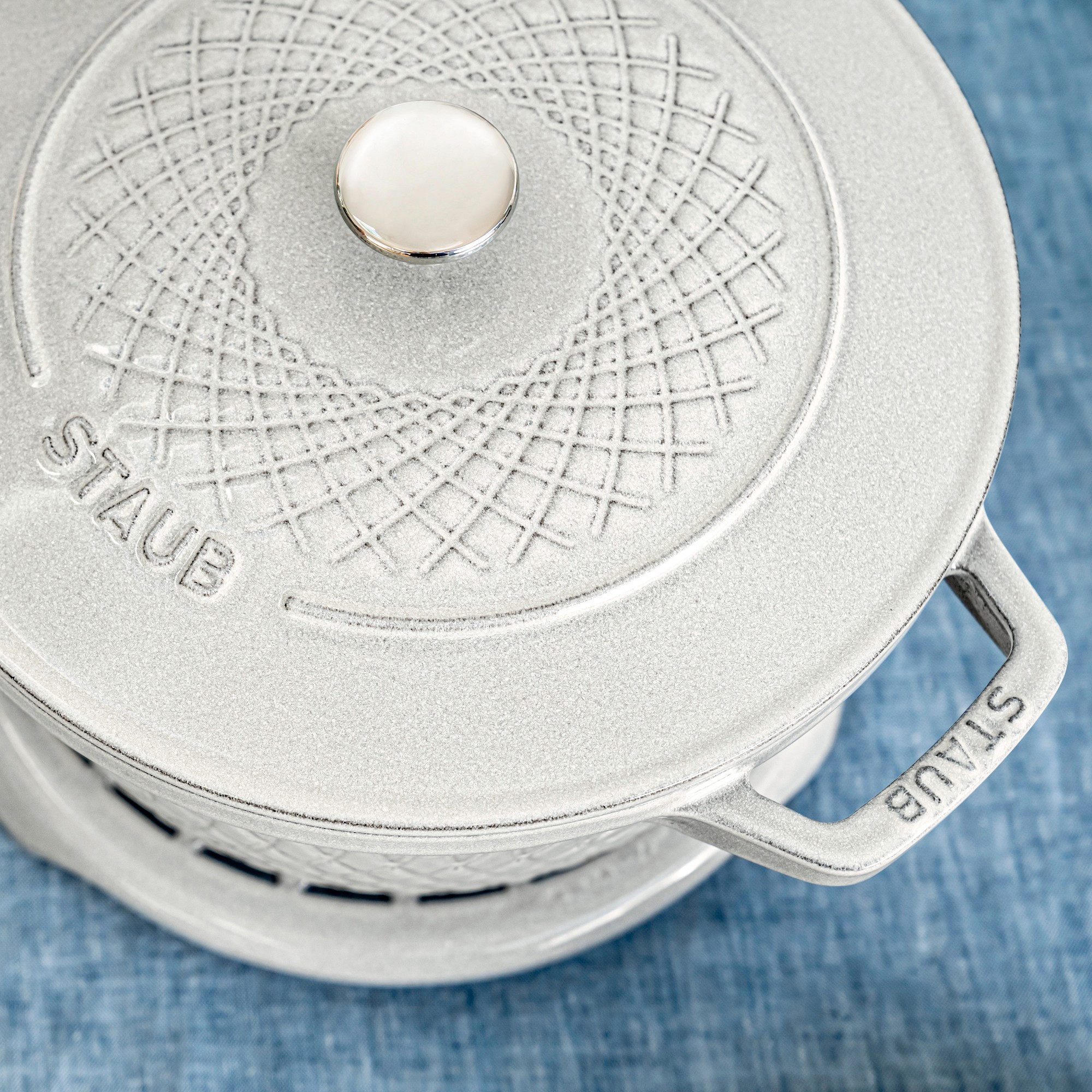 Staub Enameled Cast Iron Embossed Twist Dutch Oven, 4 1/4-Qt.