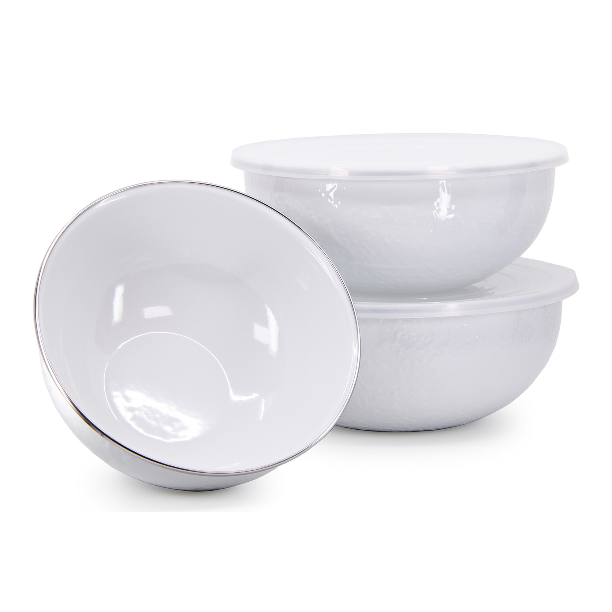 Golden Rabbit Enamel Mixing Bowls, Set of 3