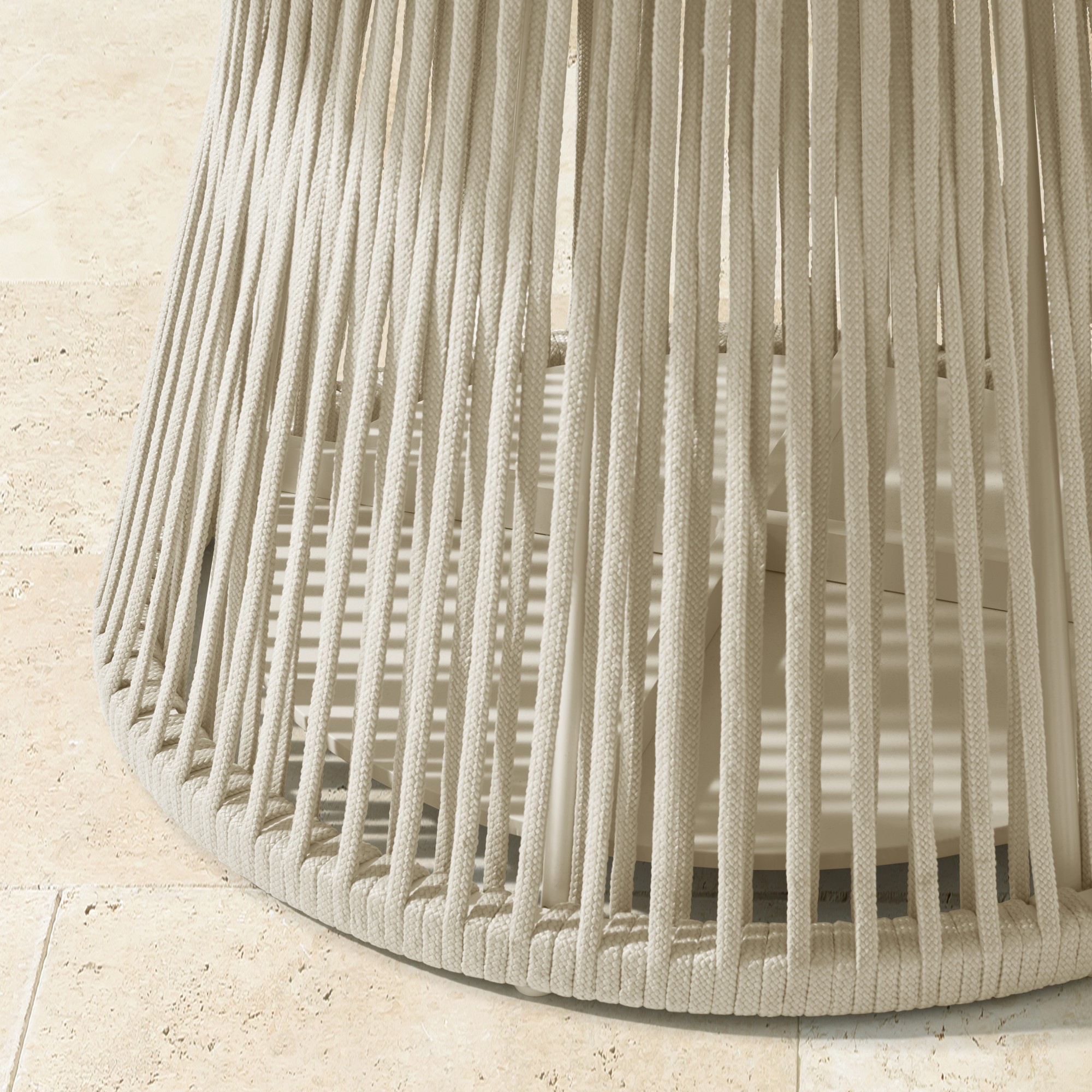 Pasadena Outdoor Fiberstone and Rope Round Dining Table & Pasadena Dining Chairs (60