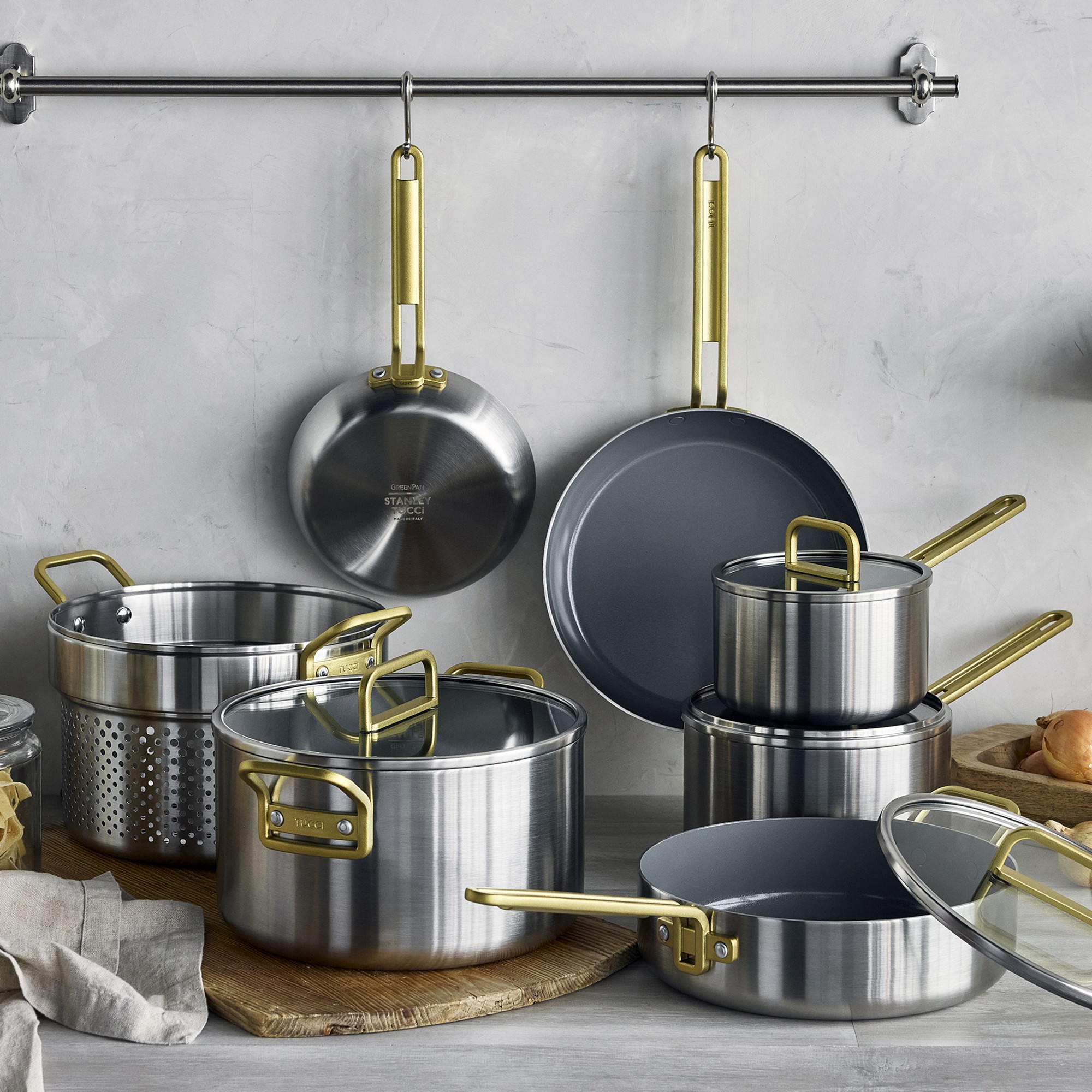 GreenPan™ Stanley Tucci™ Stainless-Steel Ceramic Nonstick 11-Piece Cookware Set