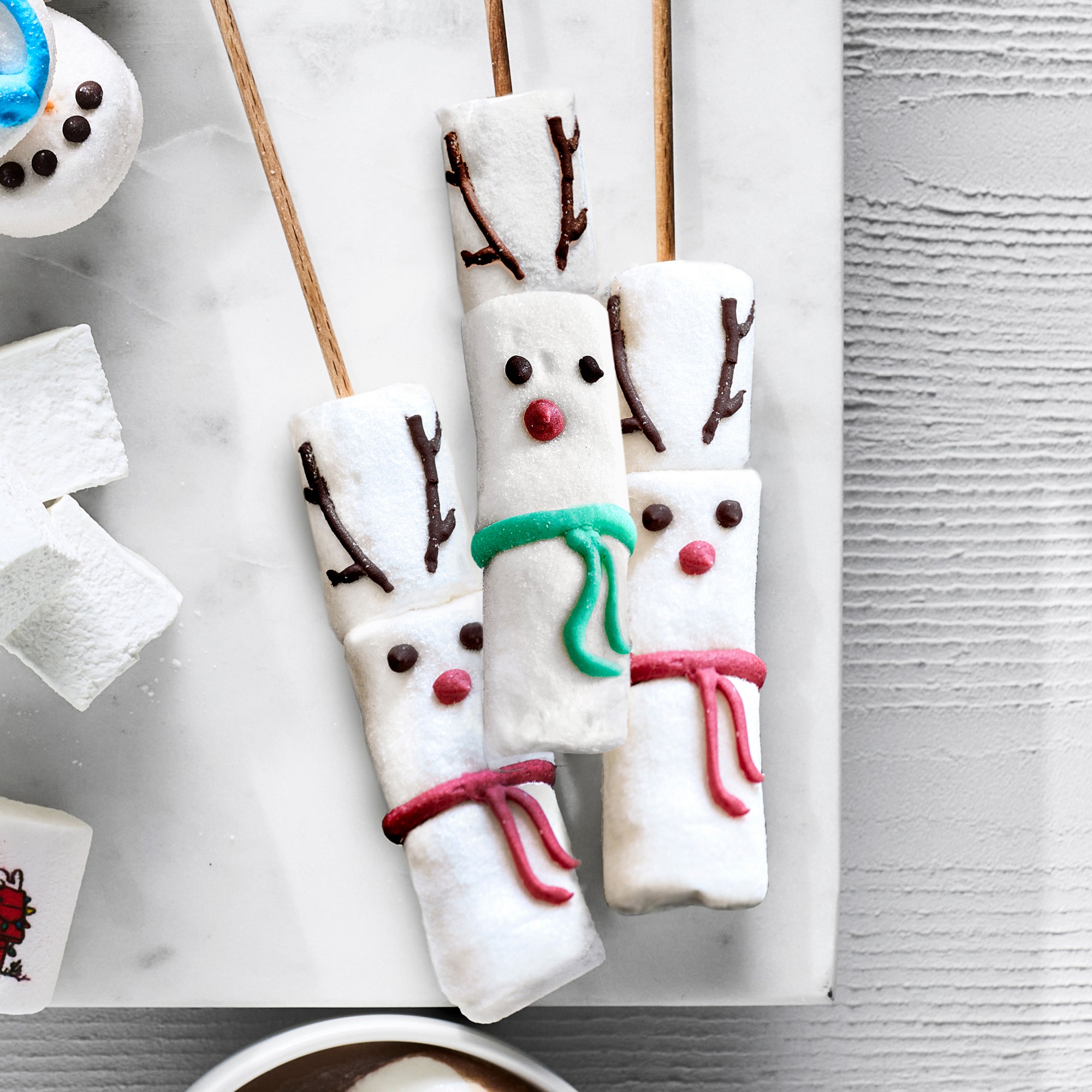 Marshmallow Reindeer on Sticks, Set of 4