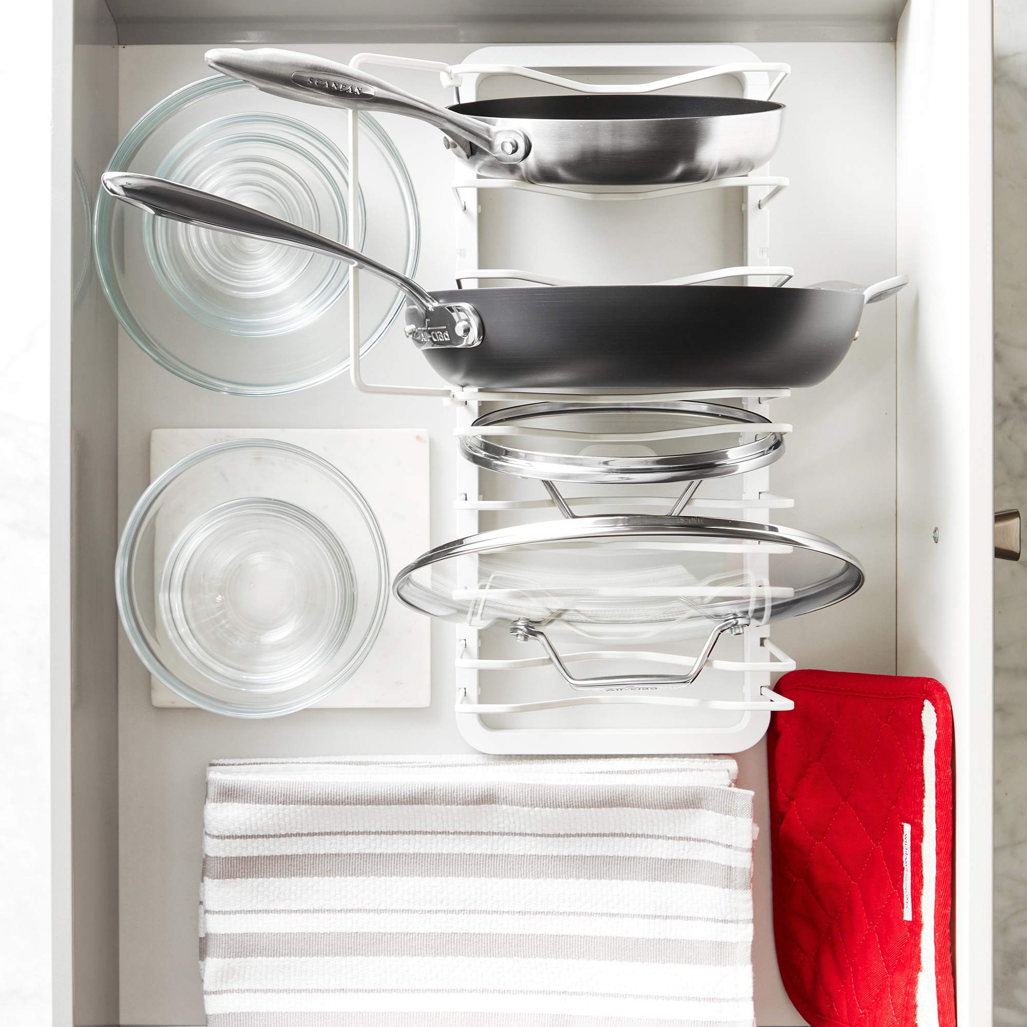 Yamazaki Home Tower Adjustable Pot Lid and Frying Pan Organizer