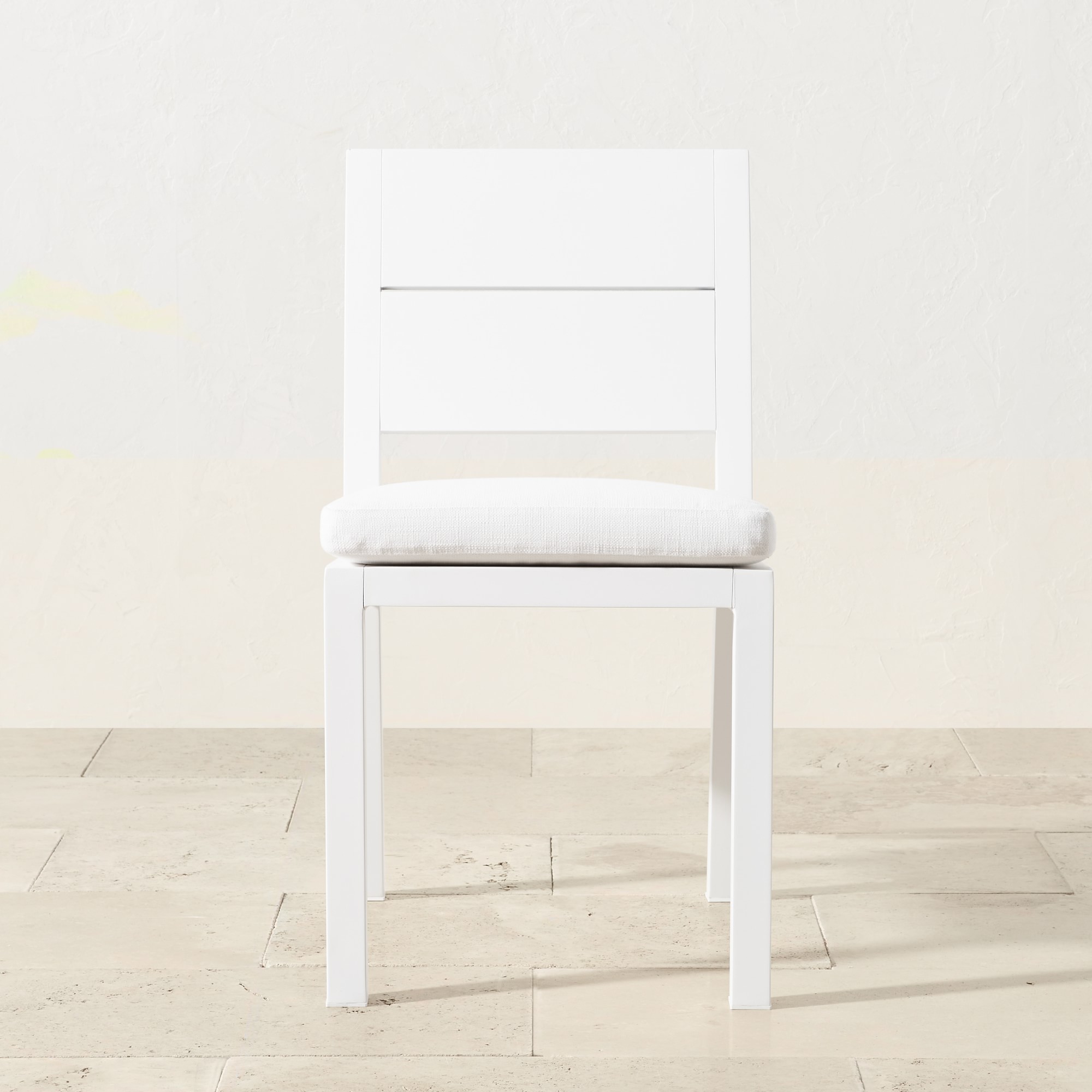 Larnaca Outdoor White Metal Dining Side Chair