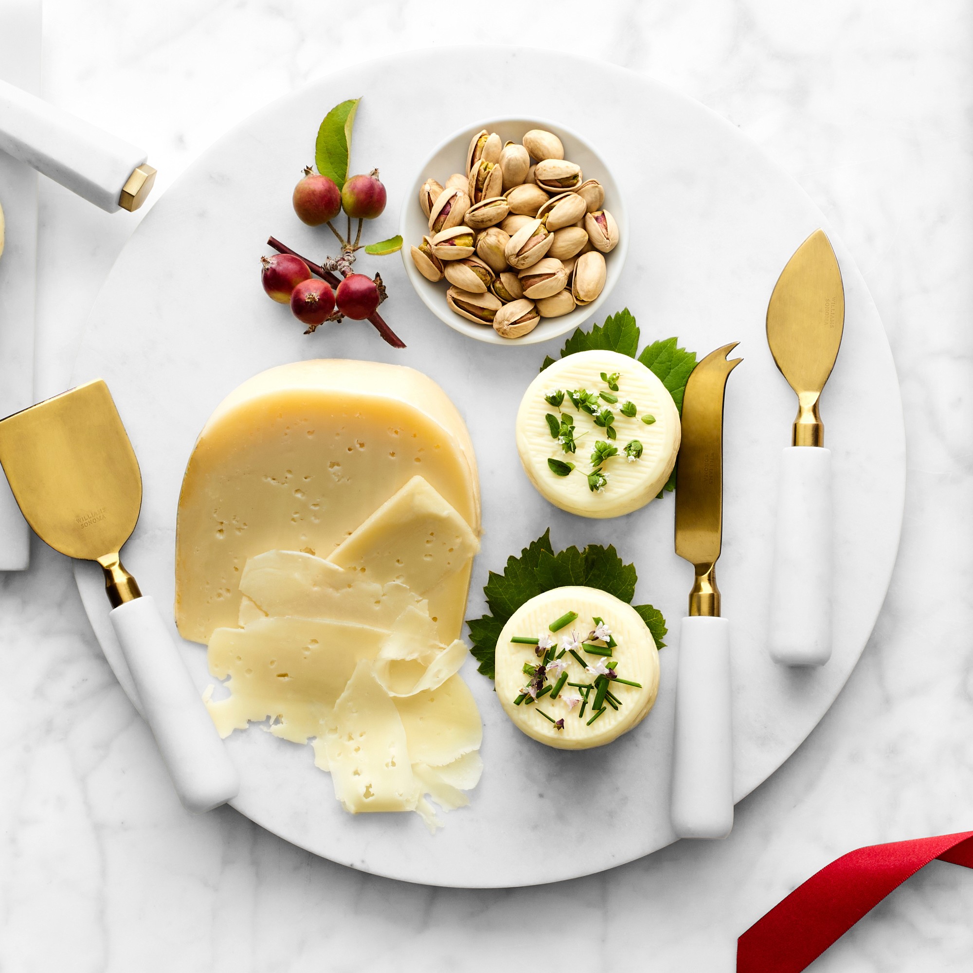 Marble & Brass Cheese Knives, Set of 3
