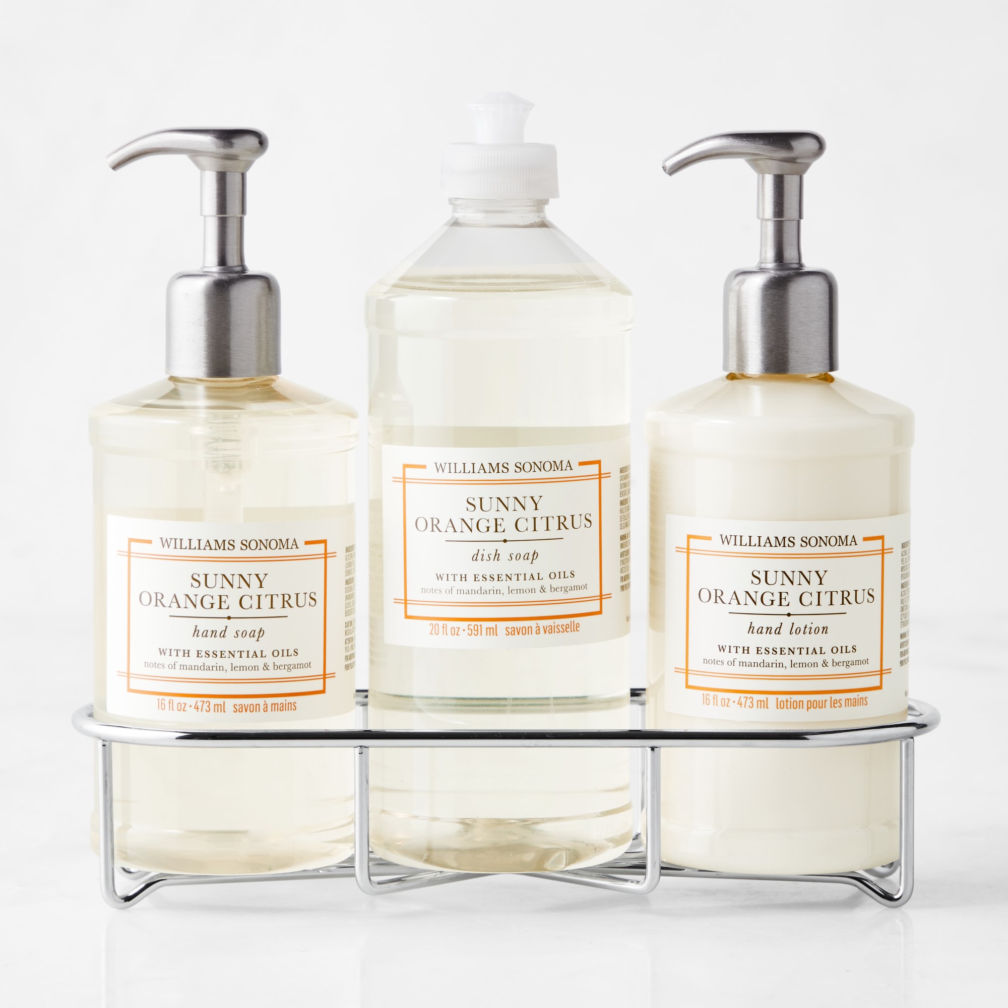 Williams Sonoma Sunny Orange Citrus Hand and Dish Soap & Hand Lotion 4-Piece Kitchen Set