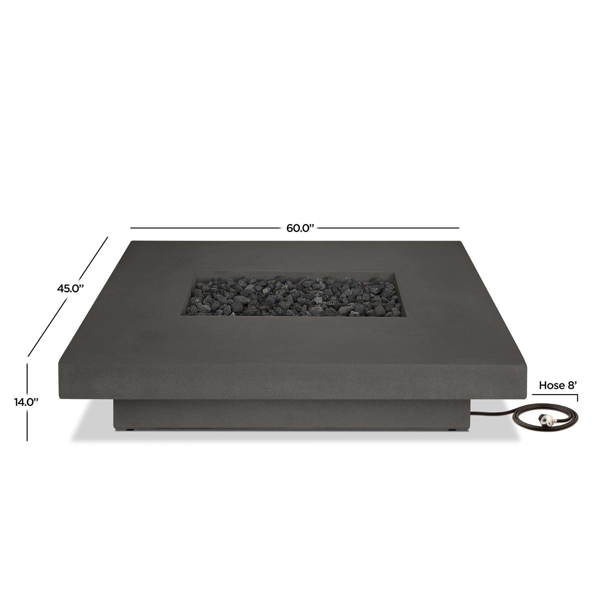 Novato Low Rectangle Propane Fire Table (60
