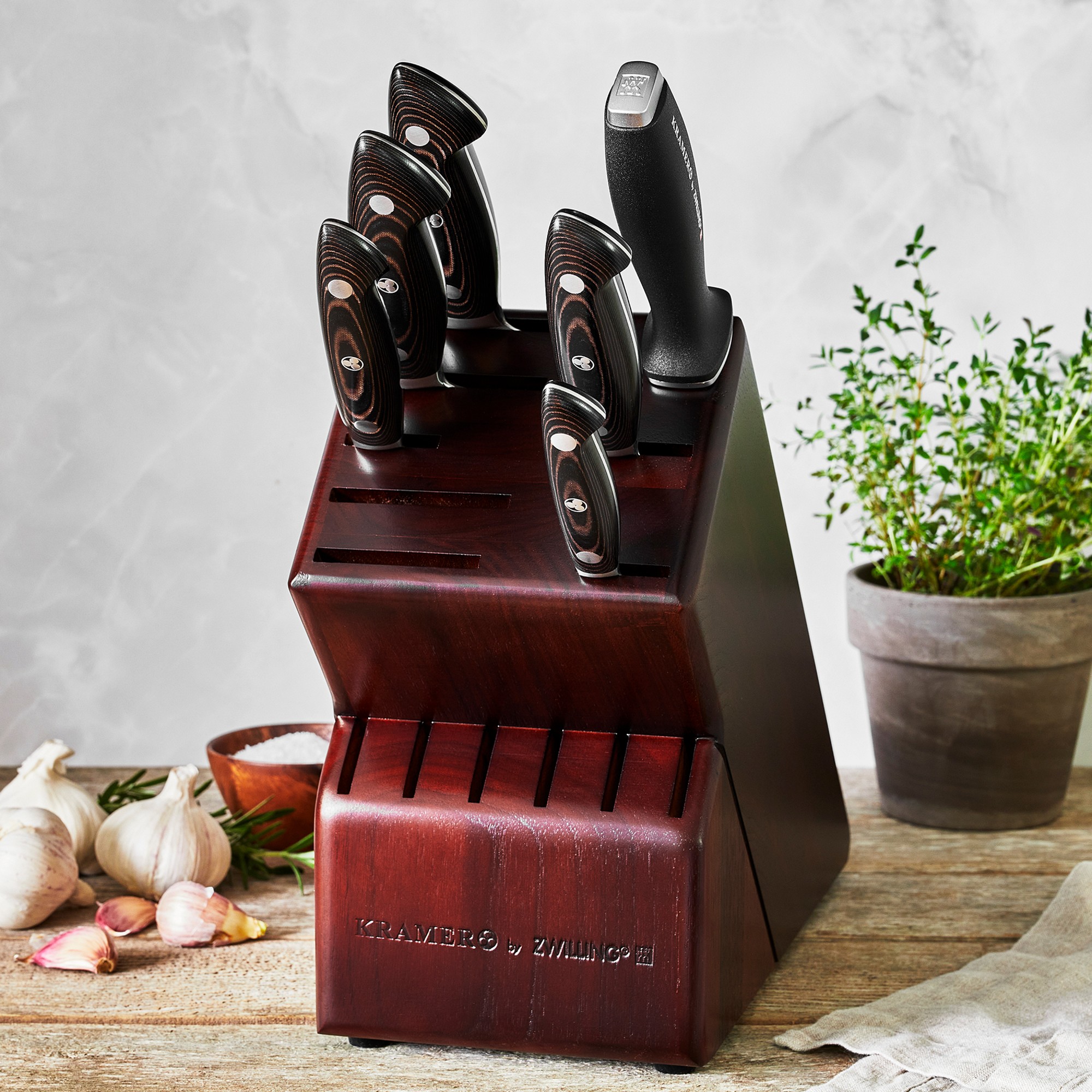 Zwilling Bob Kramer Damascus Steel Knife Block, Set of 7