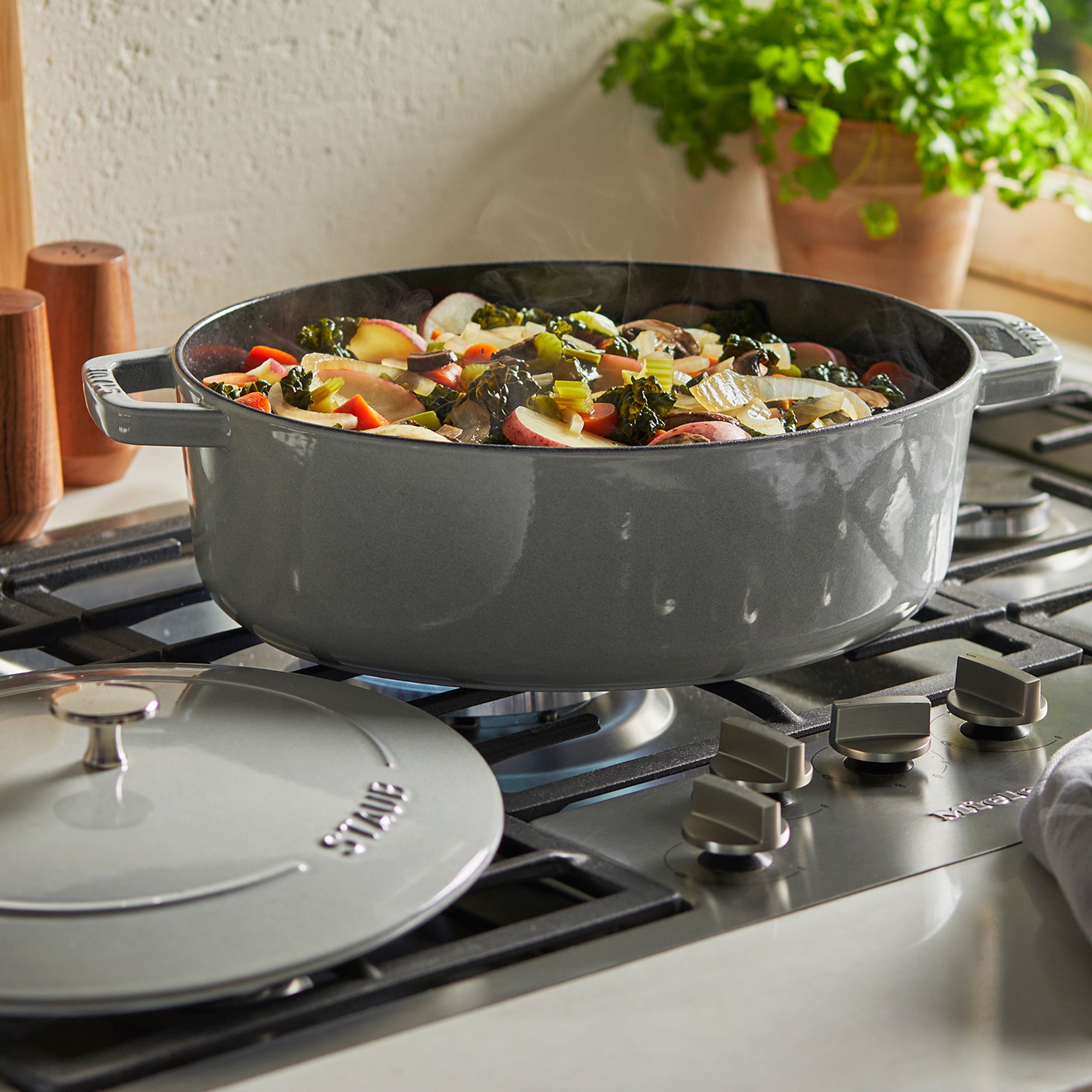 Staub Enameled Cast Iron Wide Oval Dutch Oven, 6 1/4-Qt.