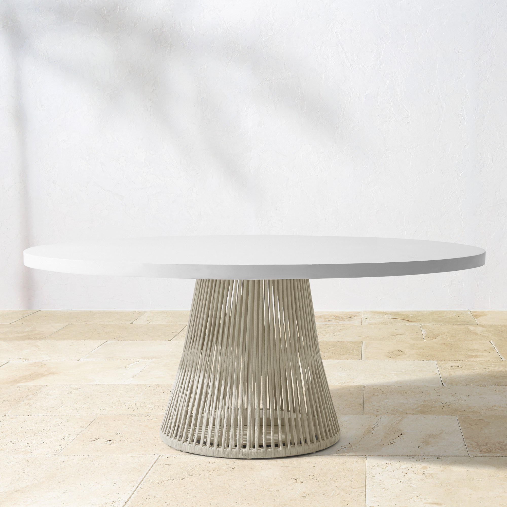 Pasadena Outdoor Fiberstone and Rope Oval Dining Table (72