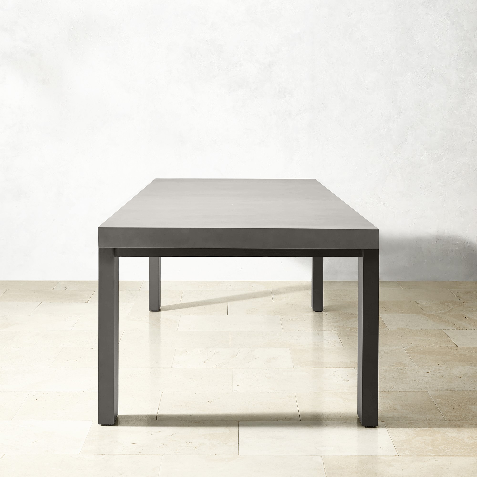 Larnaca Outdoor Slate Grey Metal Fiberstone Dining Table (96