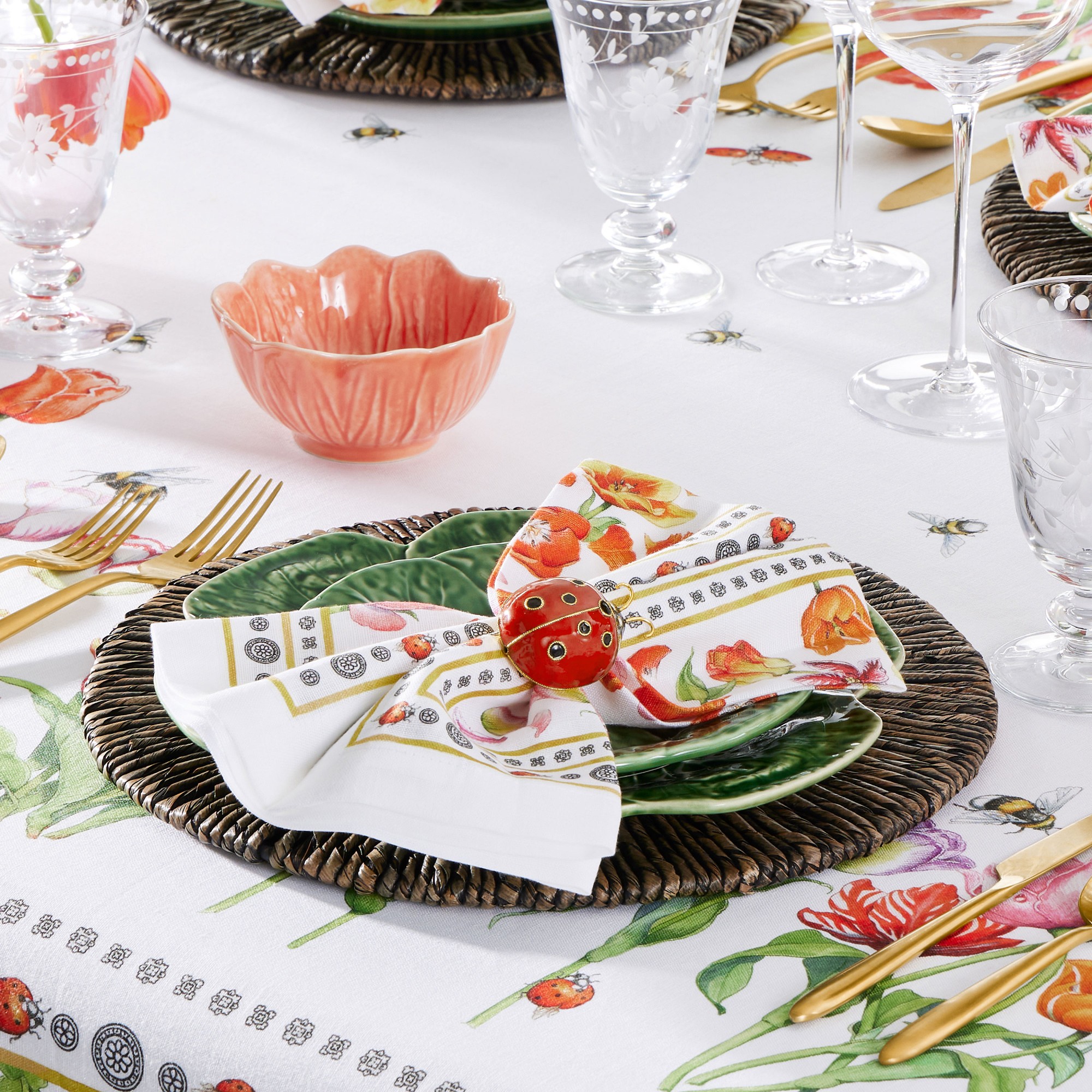 Cloisonné Ladybug Napkin Rings, Set of 4
