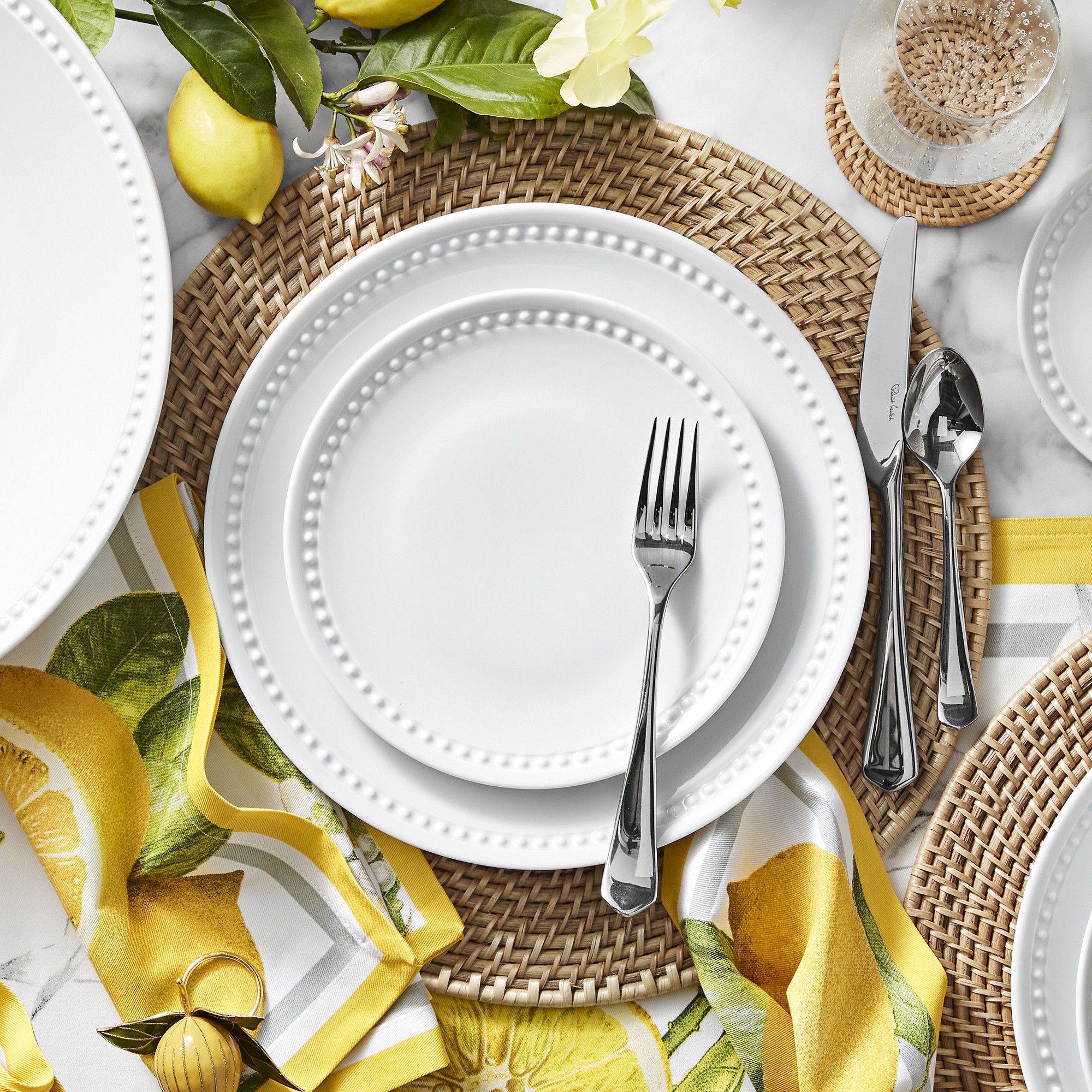 Lemon Cloisonné Napkin Rings, Set of 4