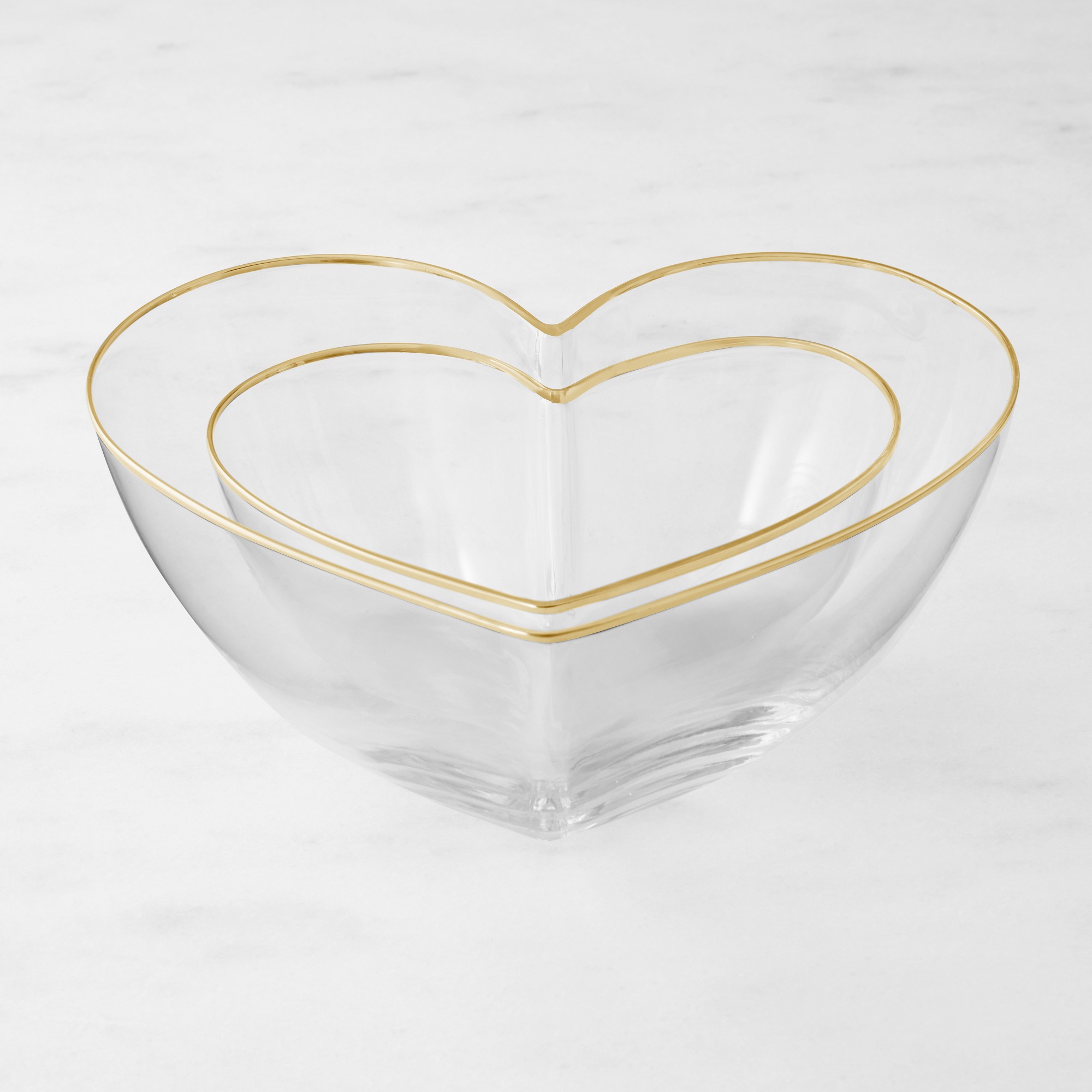 Heart 2-Piece Glass Serving Bowl Set