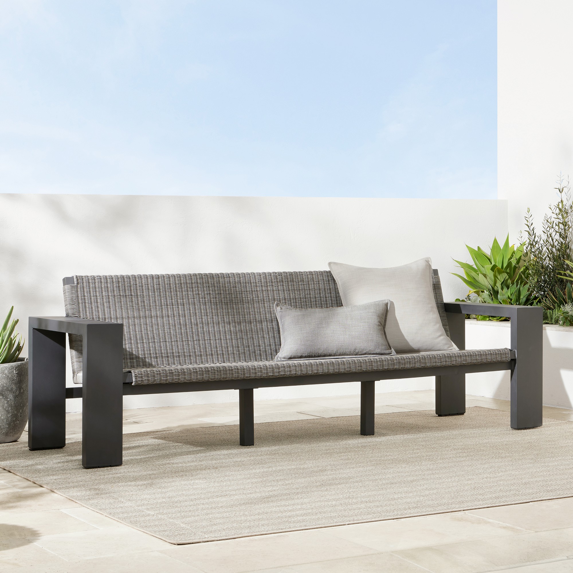 Larnaca Outdoor Slate Grey Metal x All-Weather Weave Sofa (69
