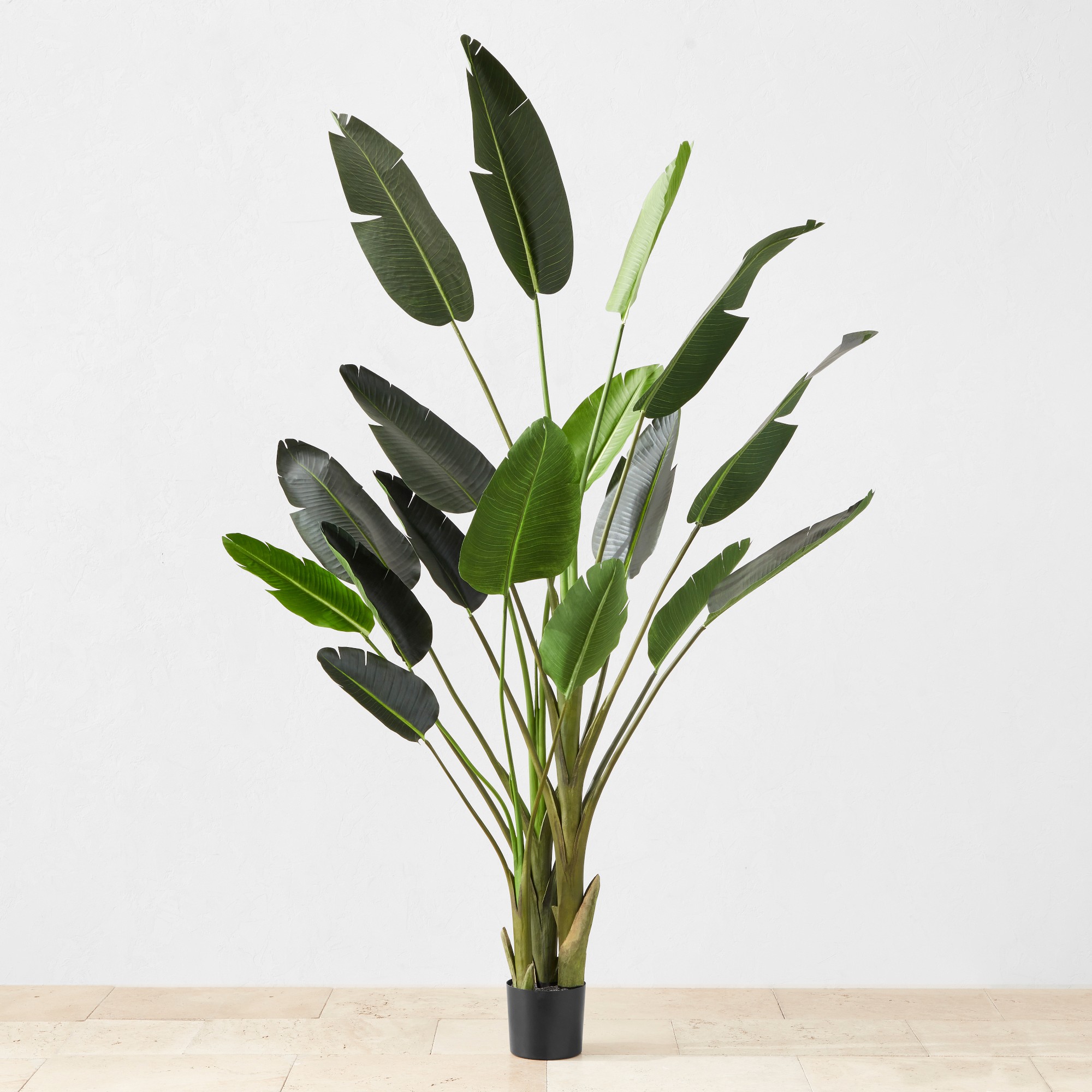 Faux Bird Of Paradise Plant in Plastic Pot, 18 Leaves, 93