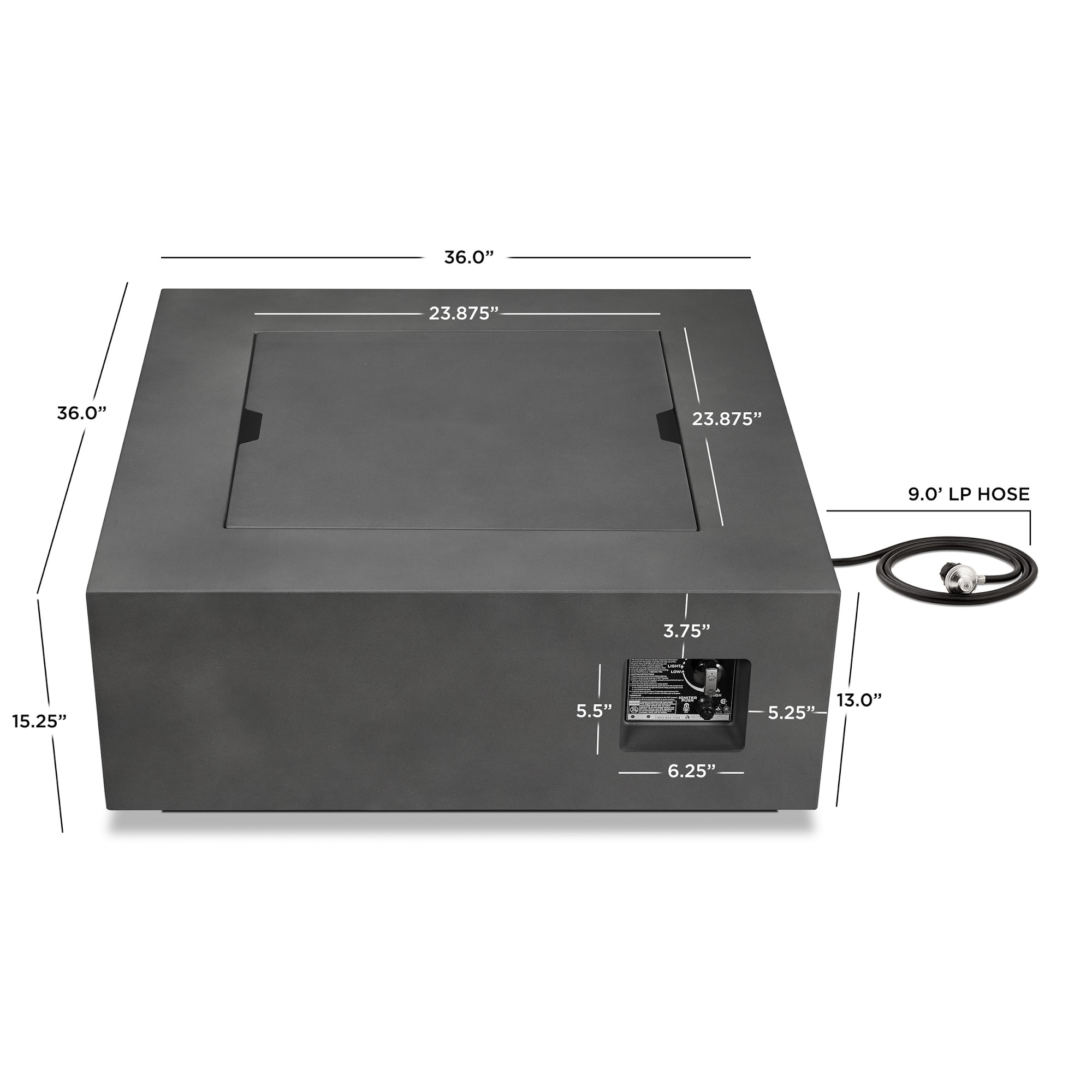 Cardona Square Fire Table (36