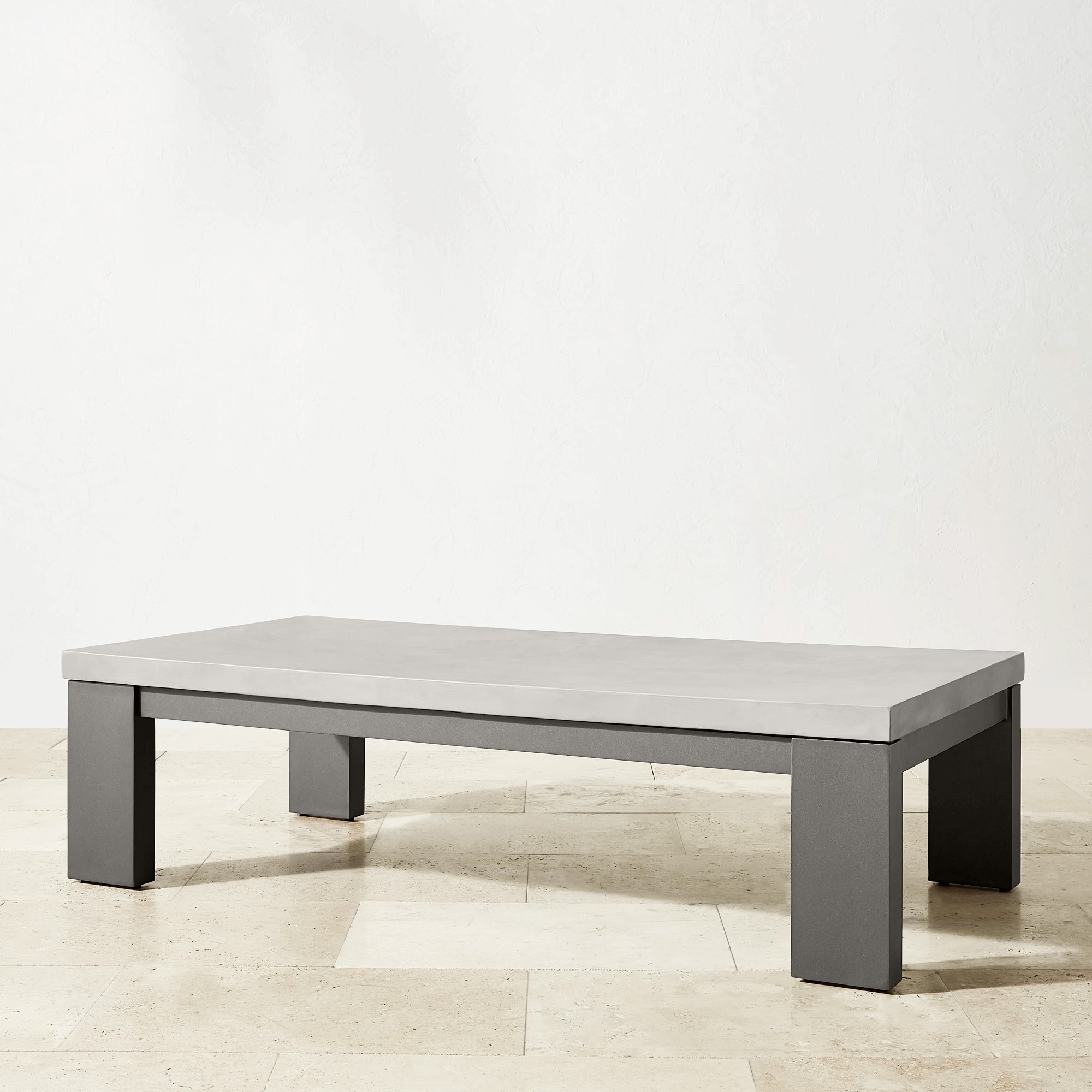 Larnaca Outdoor Slate Grey Metal Fiberstone Coffee Table (60