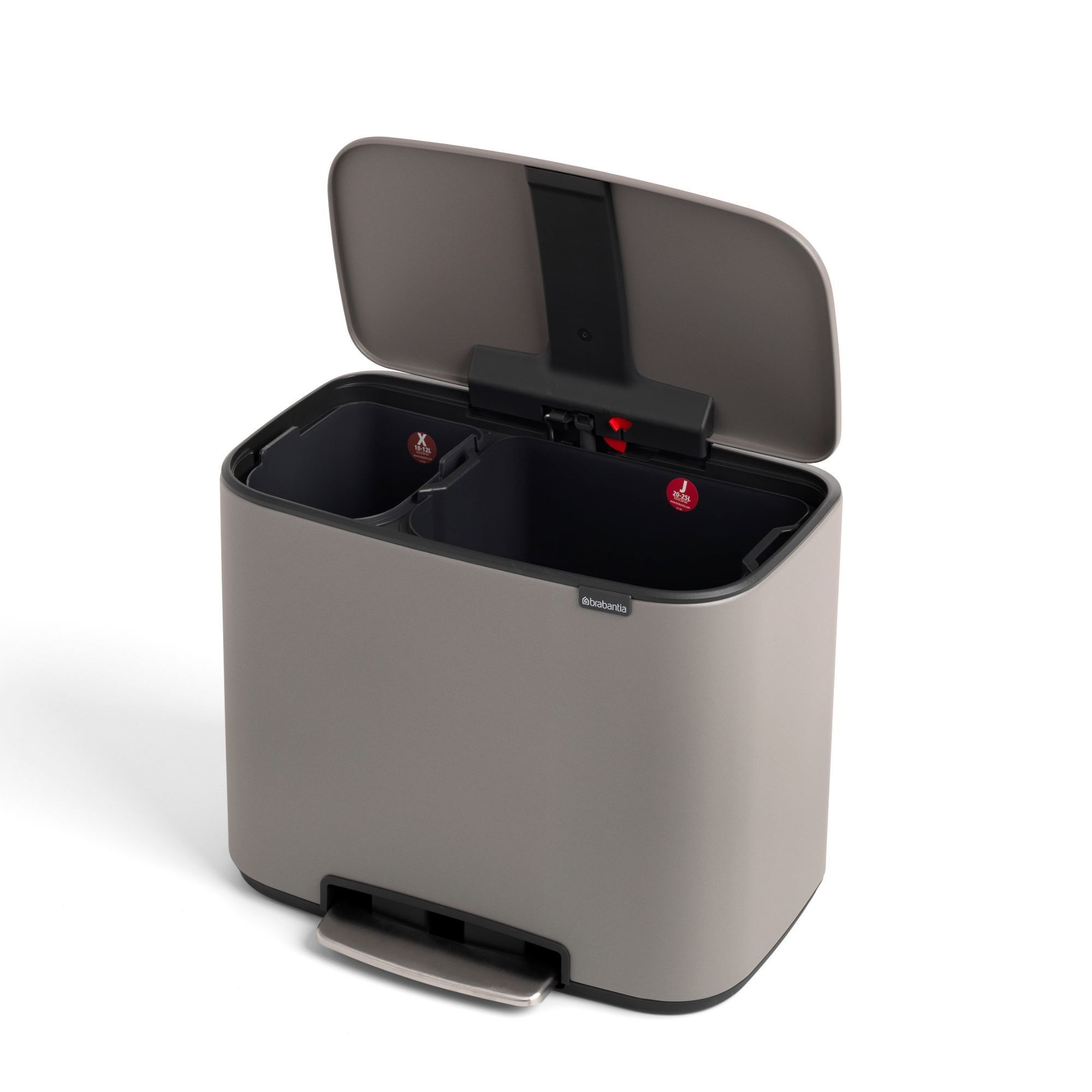 Brabantia Bo Step On Dual Compartment Recycling Trash Can, 3 + 6 Gallon