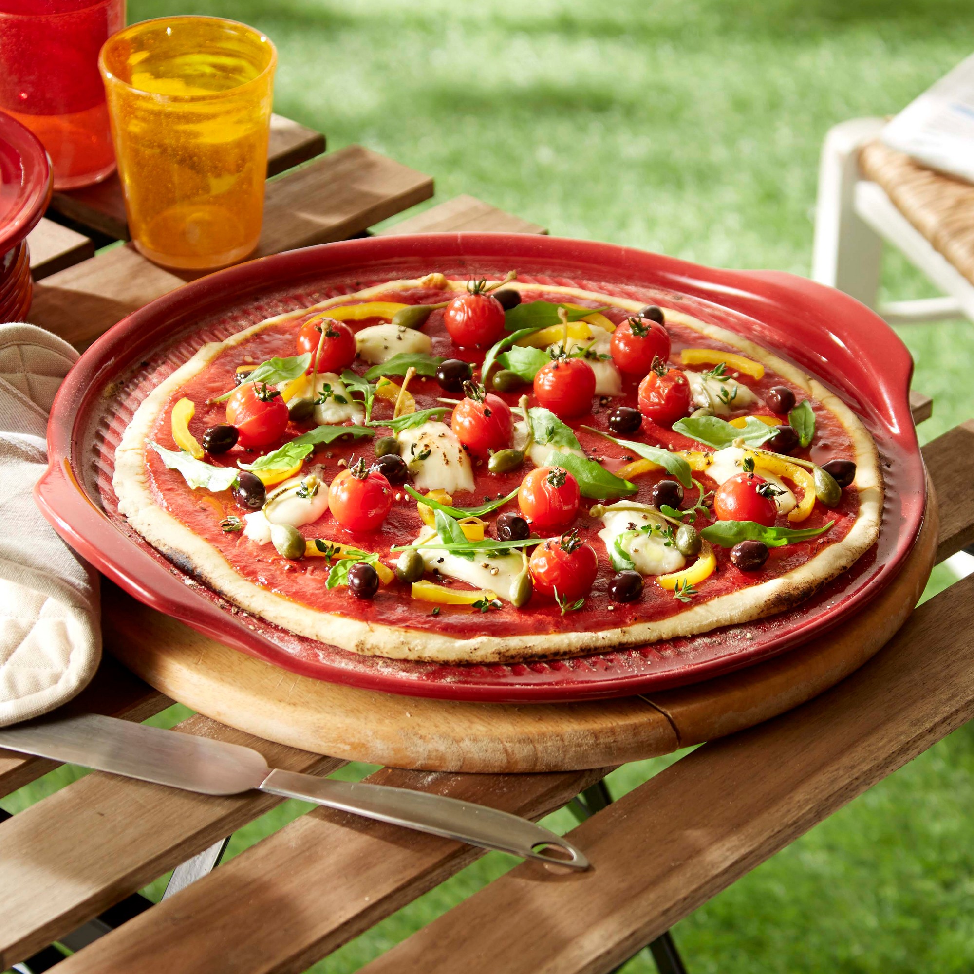 Emile Henry French Ceramic Ribbed Pizza Stone