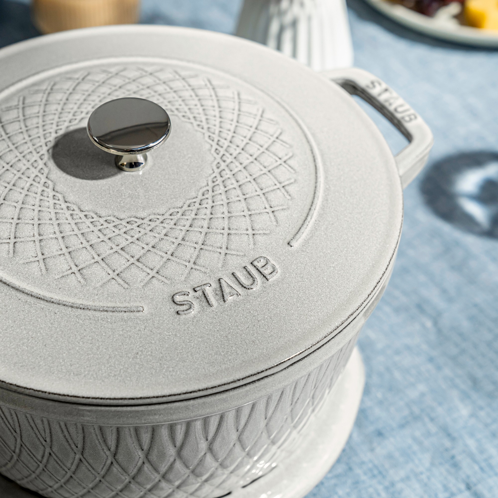 Staub Enameled Cast Iron Embossed Twist Dutch Oven, 4 1/4-Qt.
