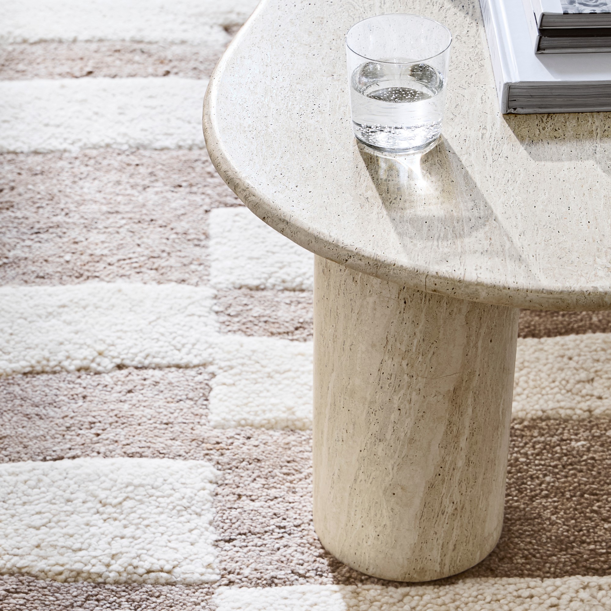 Marina Travertine Sculptural Coffee Table (55