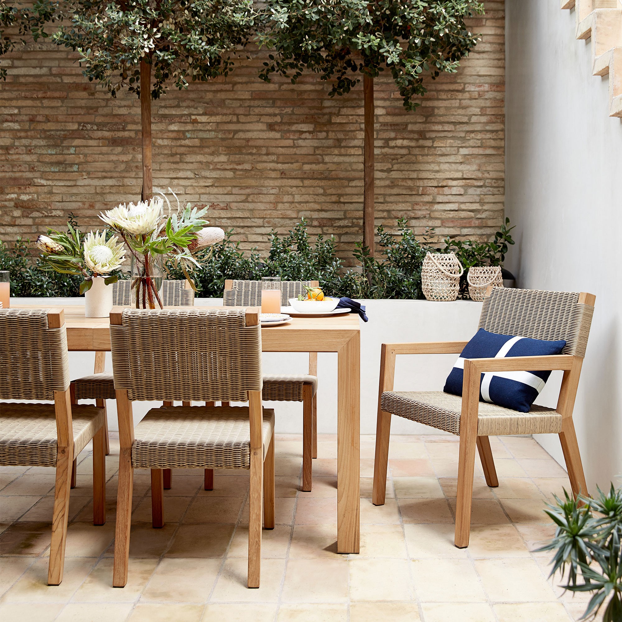 Larnaca Outdoor Natural Teak x All-Weather Weave Dining Side Chair