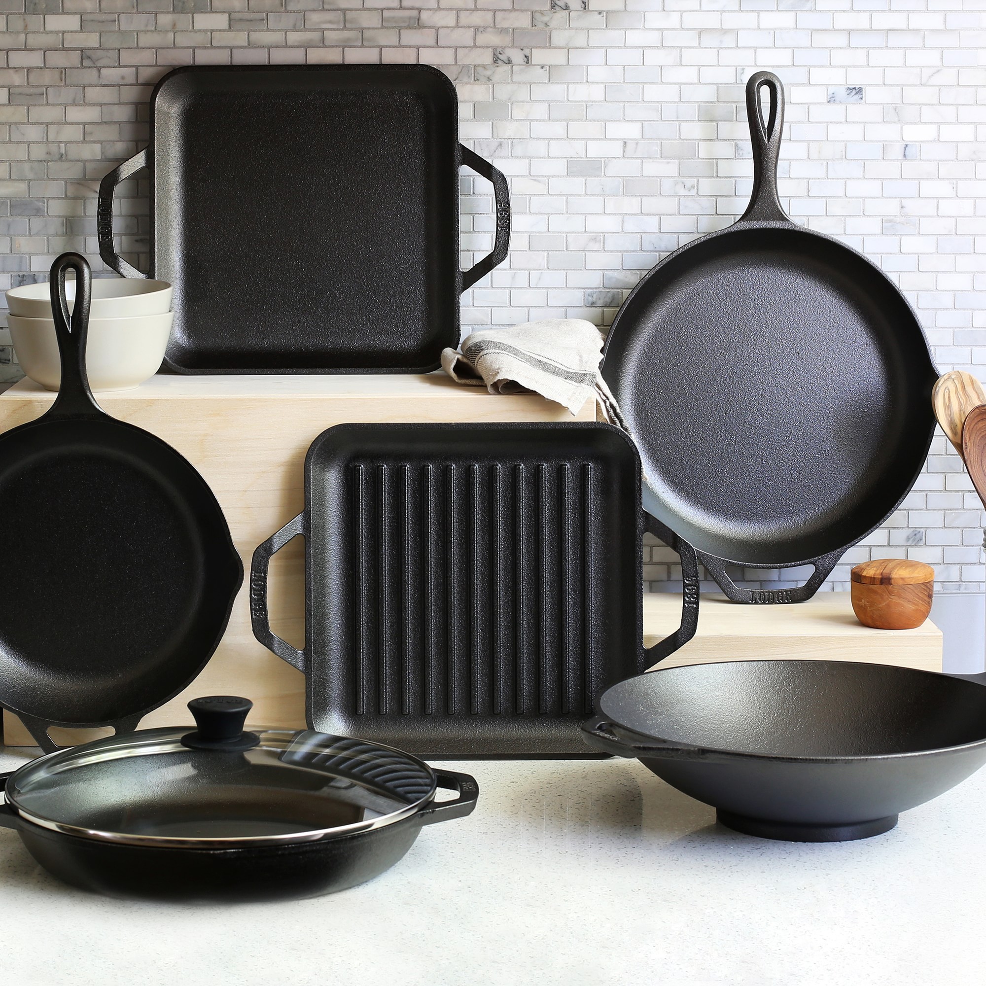 Lodge Chef Collection Seasoned Cast Iron Double Handled Square Griddle, 11