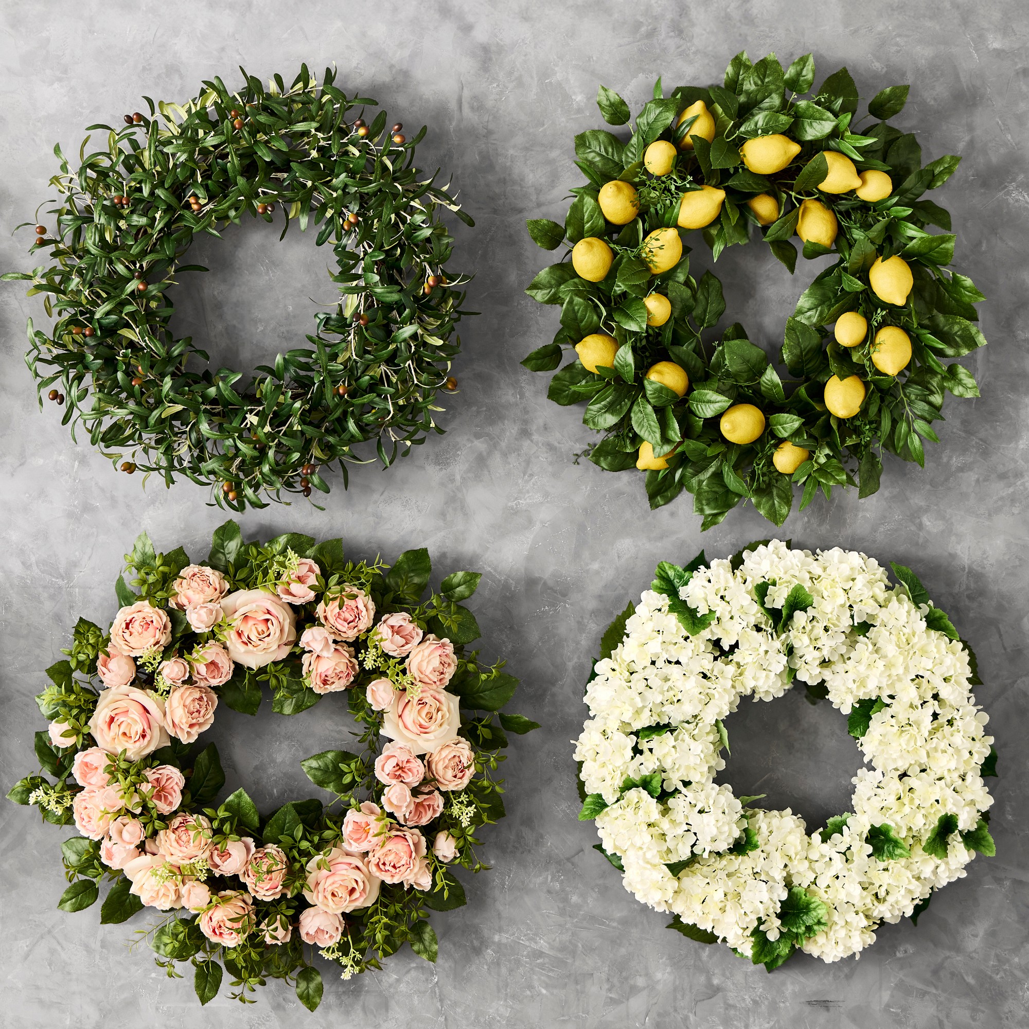 UV Protected Famille Rose Pink Faux Wreath & Garland