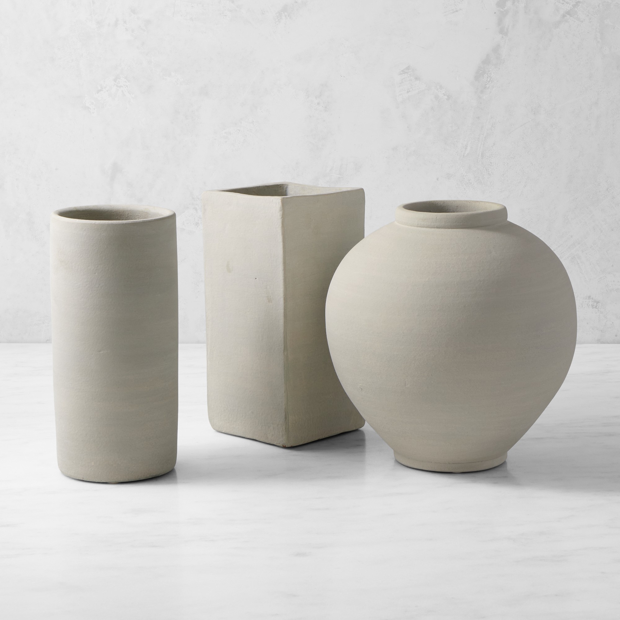 Jeff Leatham x Williams Sonoma Cylindrical White Ceramic Vase