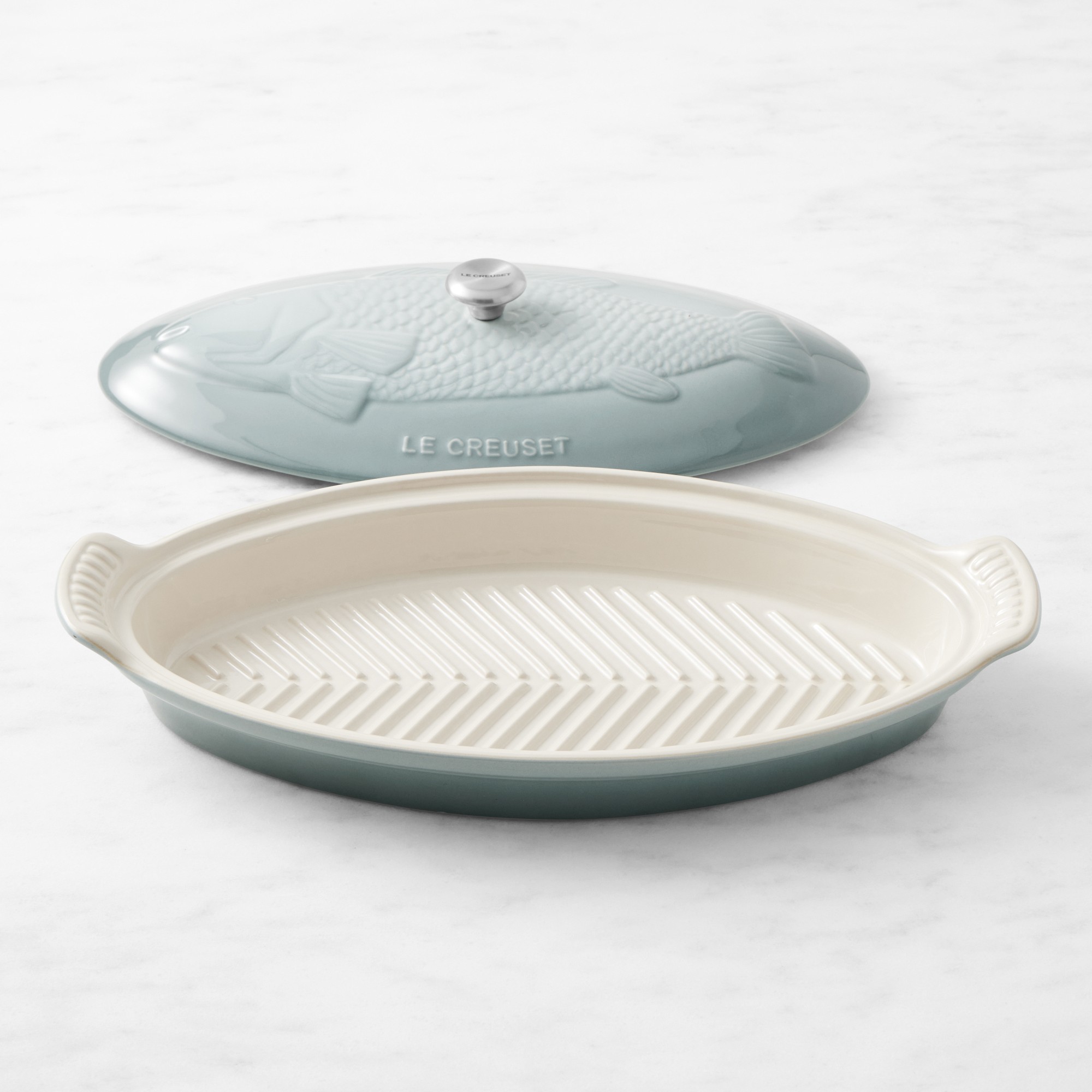 Le Creuset Stoneware Oval Fish Baker, 1 3/4 Qt.