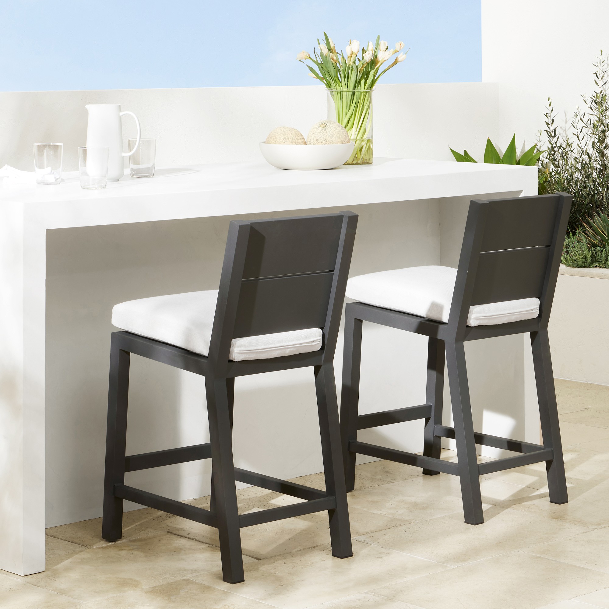 Larnaca Outdoor Slate Grey Metal Stools