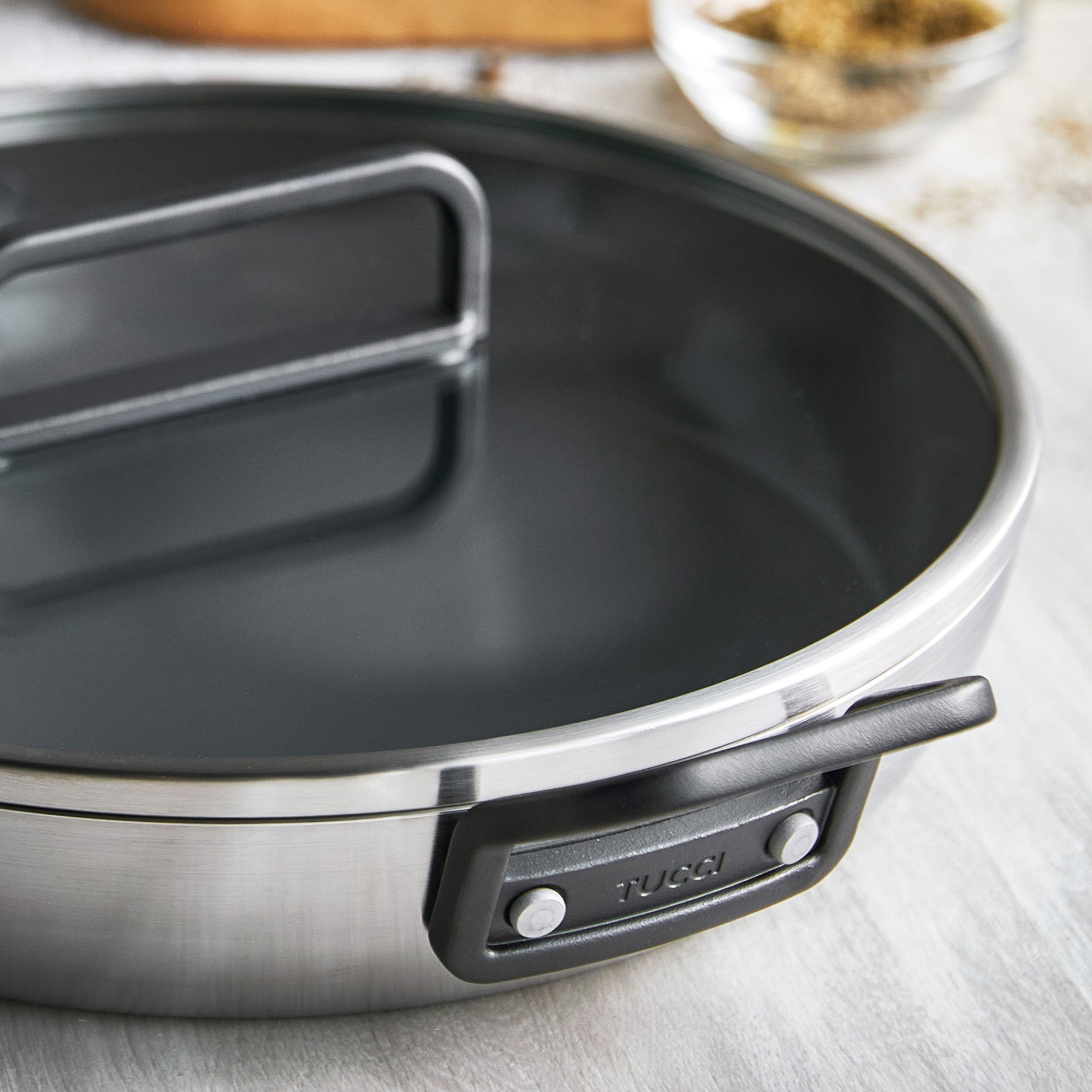 GreenPan™ Stanley Tucci™ Stainless-Steel Ceramic Nonstick Covered Fry Pan, 12