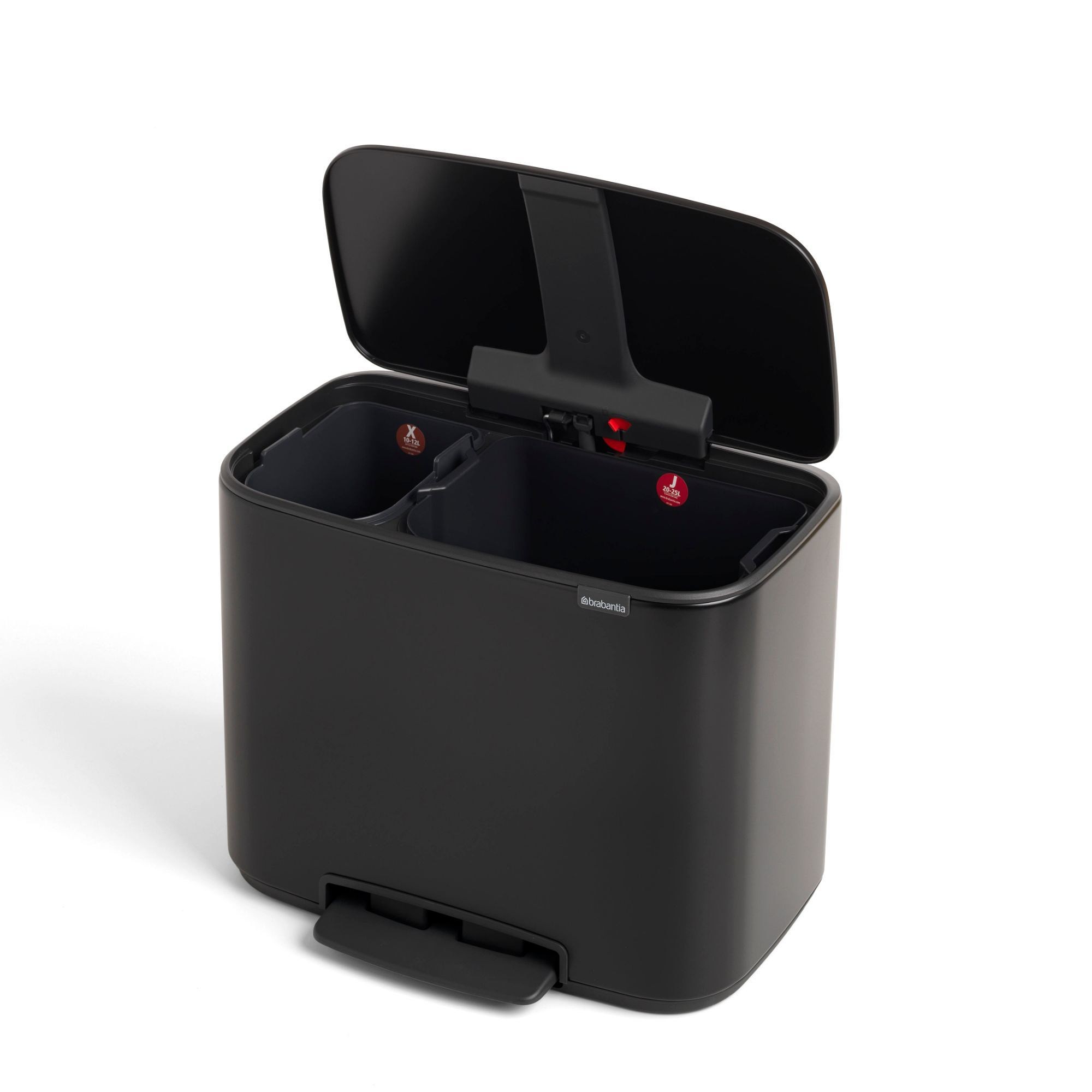 Brabantia Bo Step On Dual Compartment Recycling Trash Can, 3 + 6 Gallon