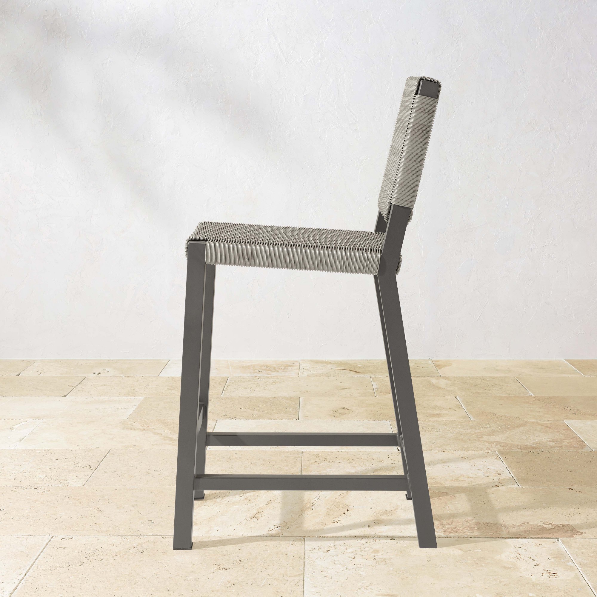 Larnaca Slate Grey Metal x All-Weather Weave Bar Stool
