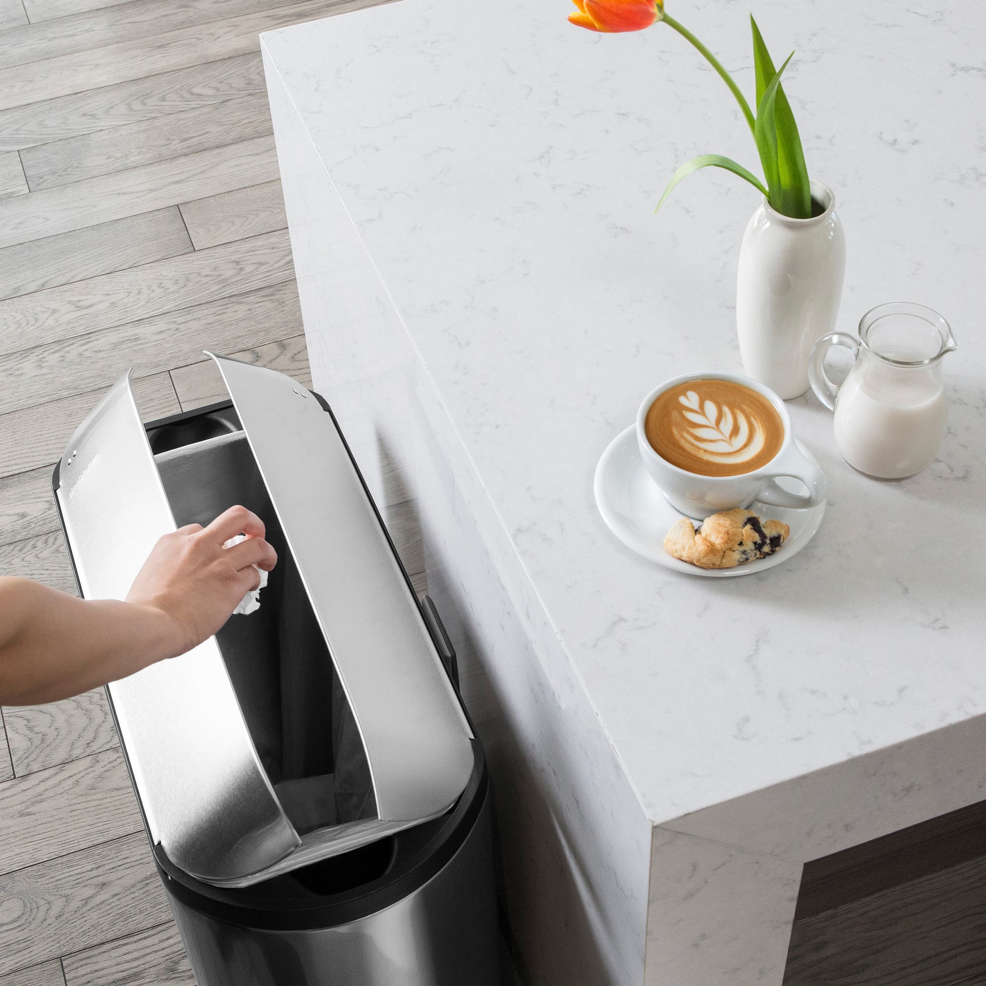 simplehuman™ 11.9-Gallon Butterfly Lid Kitchen Step Trash Can