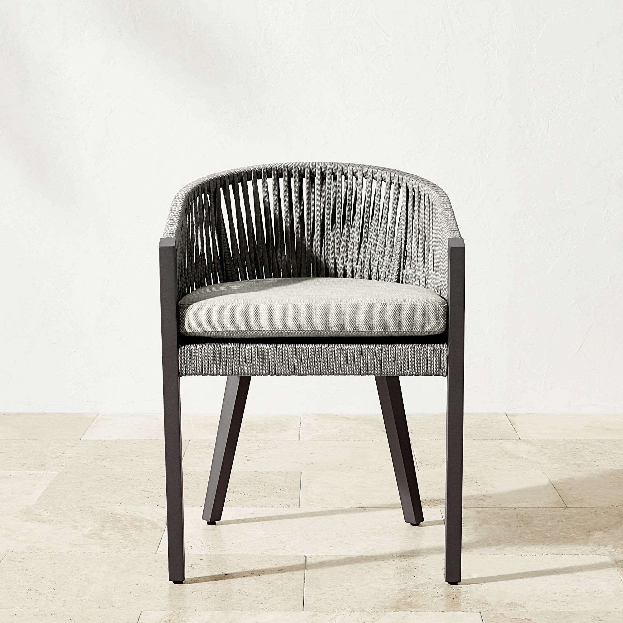 Pasadena Outdoor Fiberstone and Rope Round Dining Table & Pasadena Dining Chairs (60