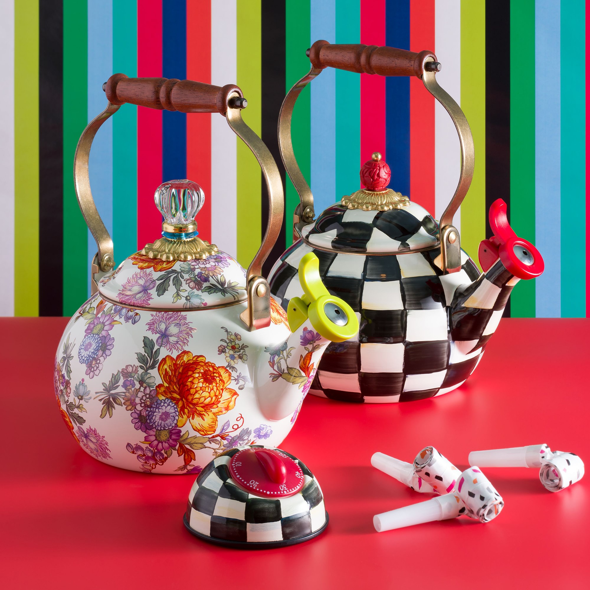 Mackenzie-Childs Courtly Check Whistling Tea Kettle