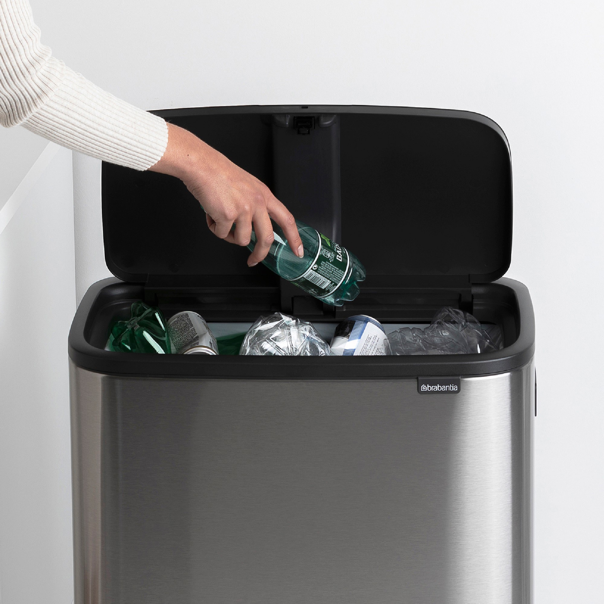 Brabantia Bo Touch Top Hi Single Compartment Trash Can, 16-Gallon