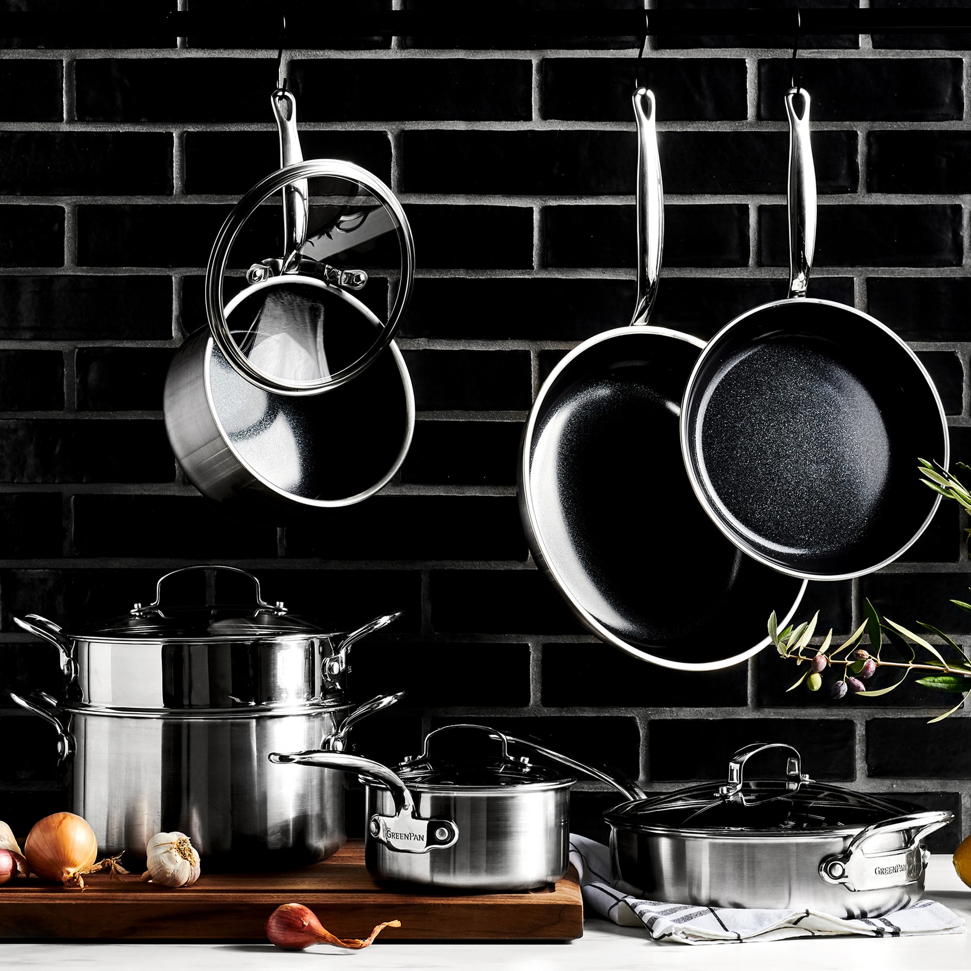 GreenPan™ Premiere Stainless-Steel Ceramic Nonstick Fry Pan, 8