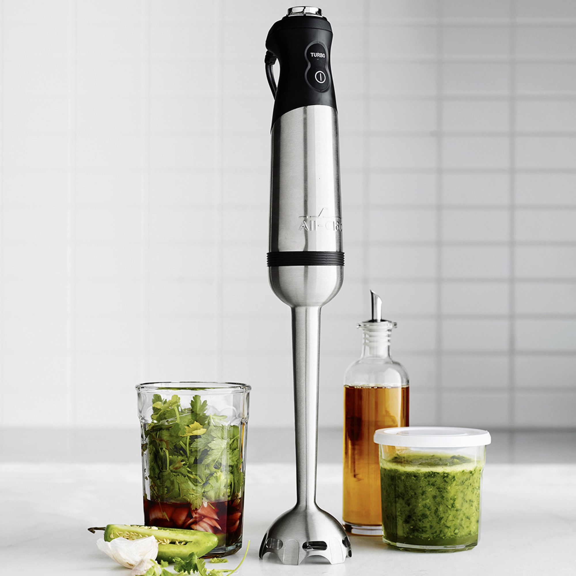 All-Clad D5® Stainless-Steel Stock Pot with Immersion Blender, 8-Qt.