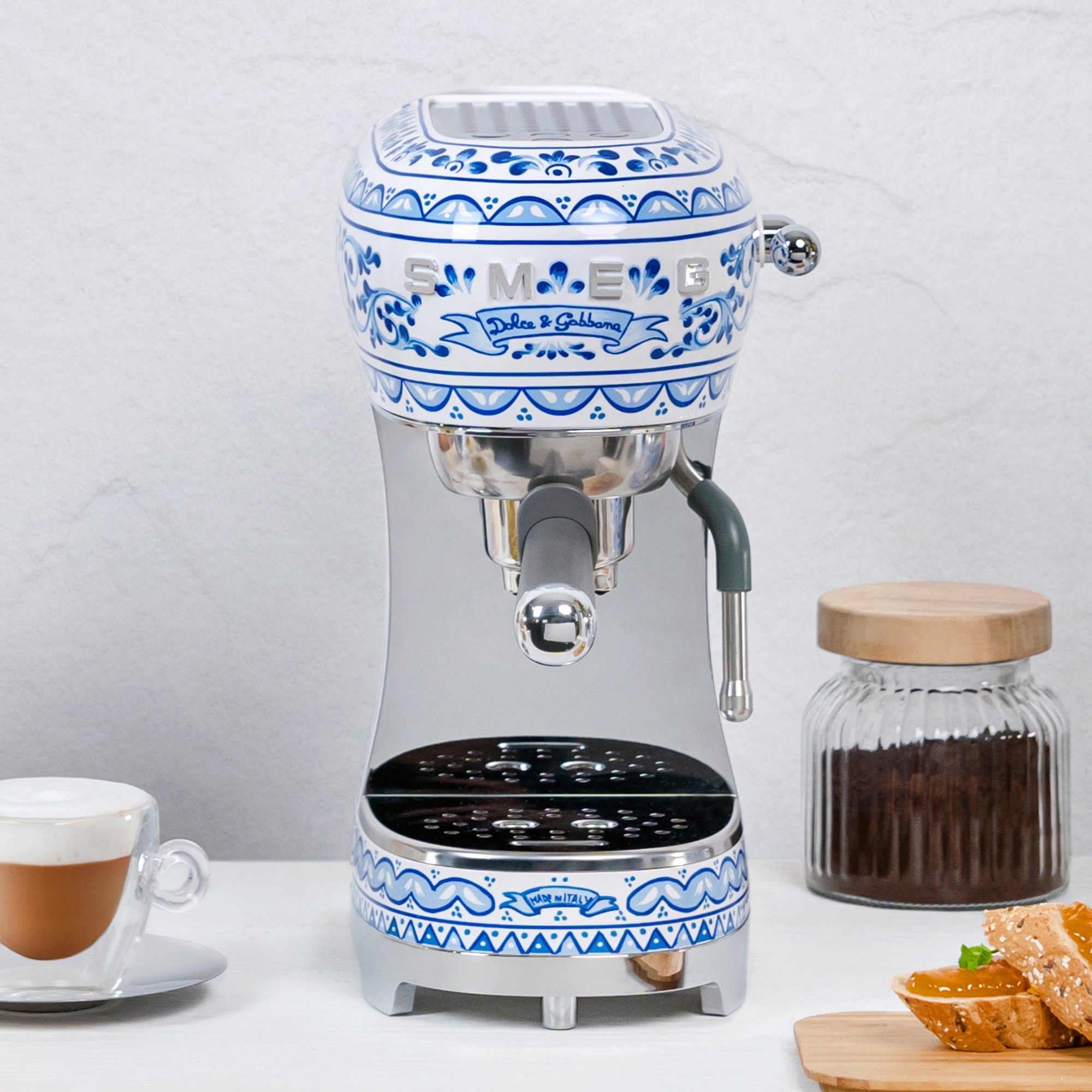 SMEG Dolce & Gabbana Manual Espresso Machine, Blu Mediterraneo