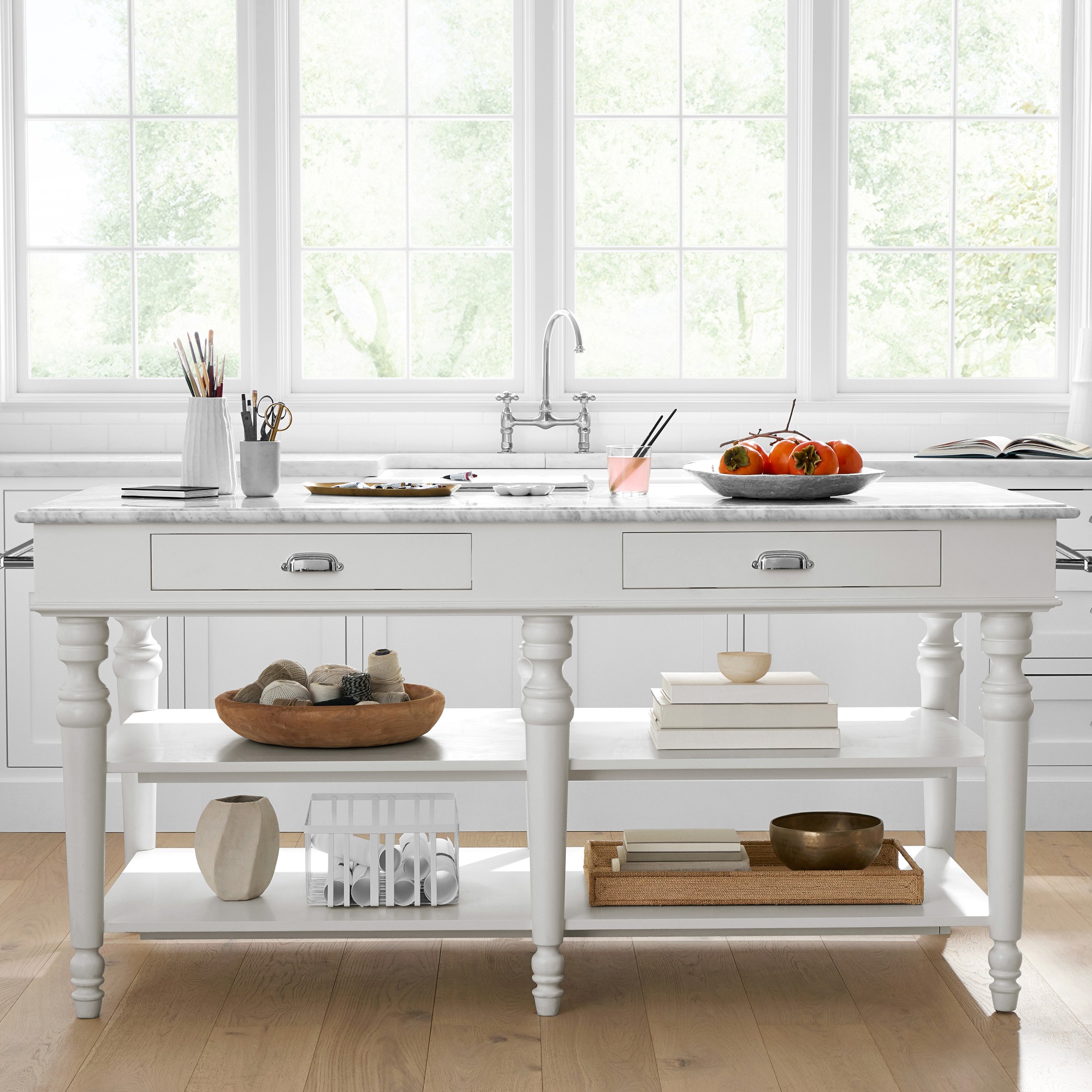 Larkspur Marble-Top Kitchen Island (72